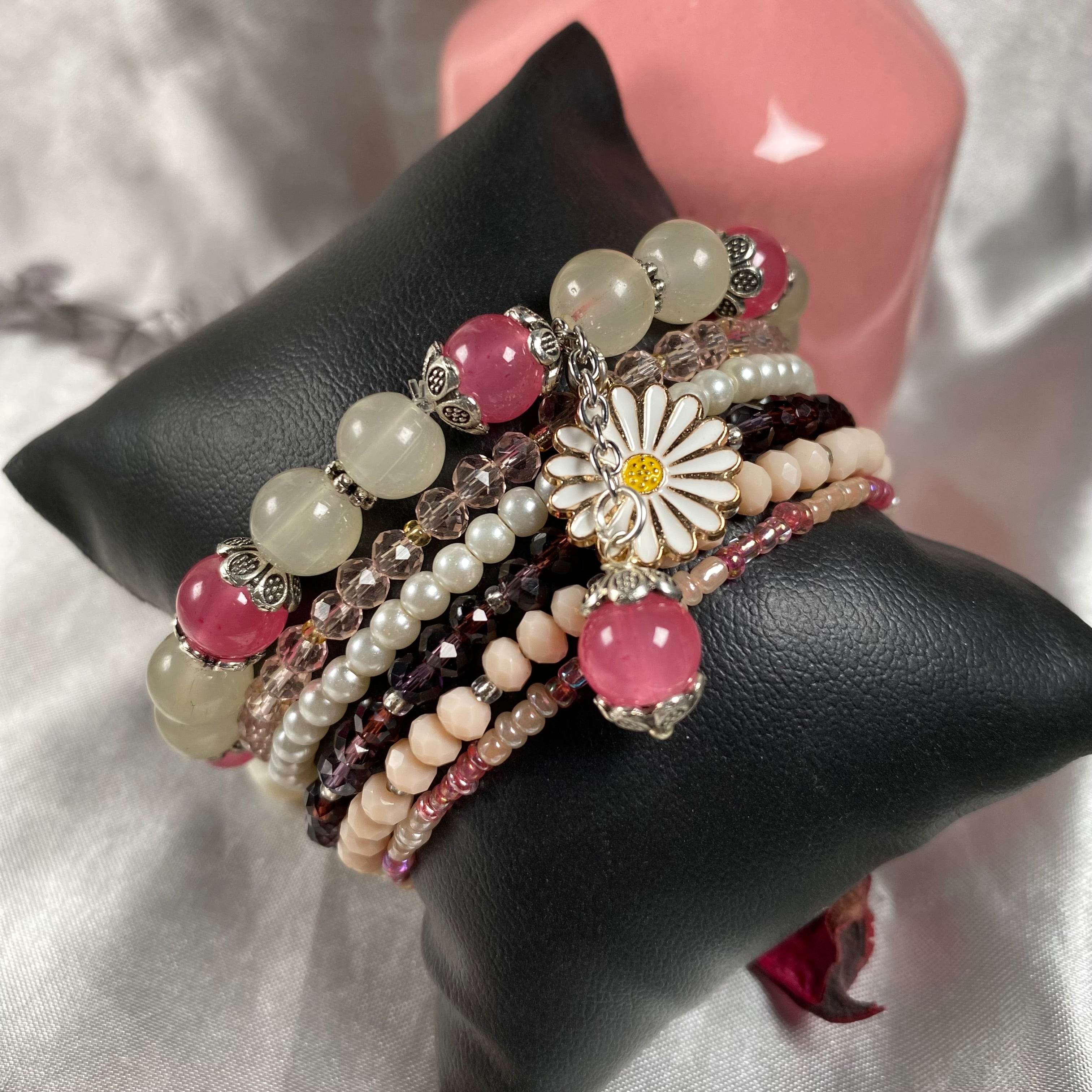 Stack bracelet set of 6 piece with charms - Fatatun