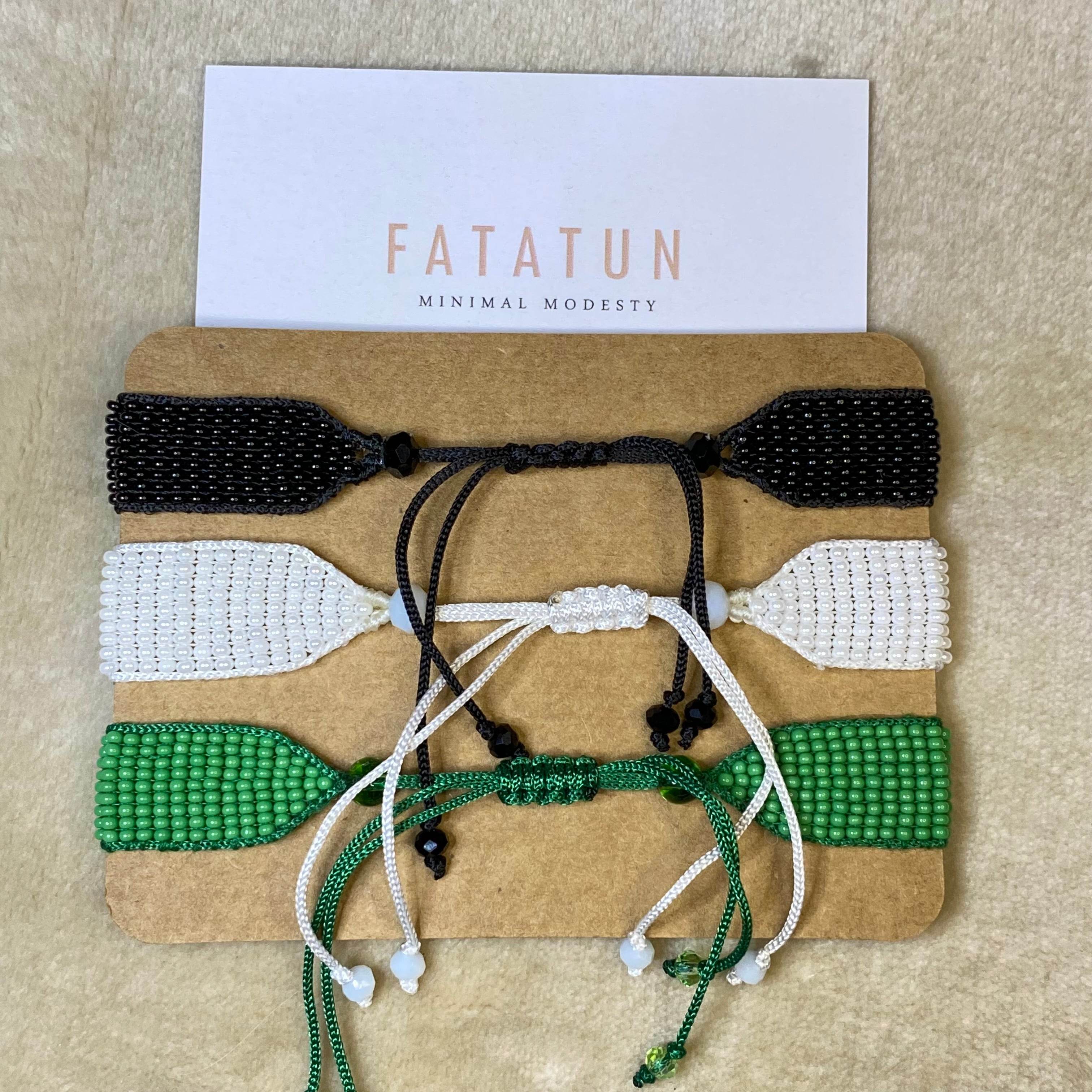 Loom Bracelet | Handmade Black green and White - Fatatun