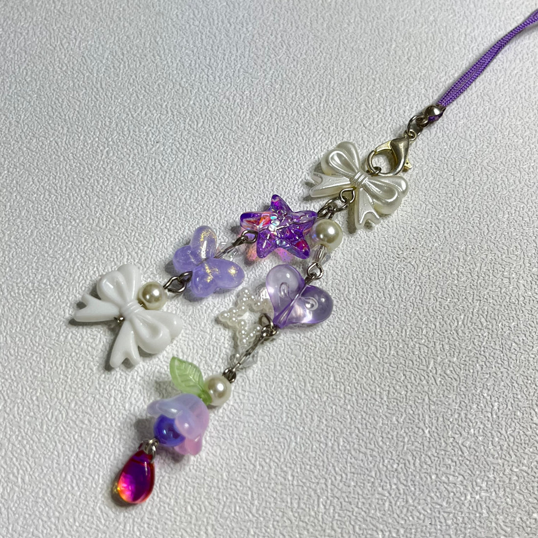 Phone charms purple double layer