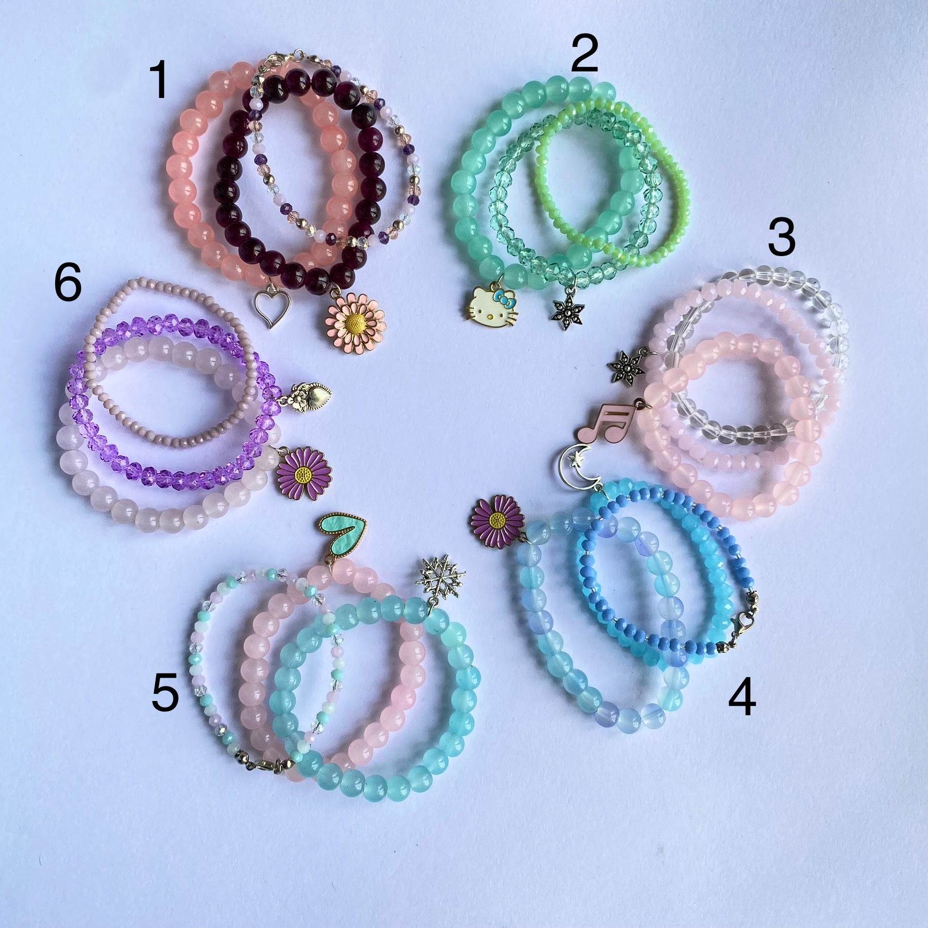 Stack Bracelets | Beaded Bracelet set of 3 with Charms - Fatatun