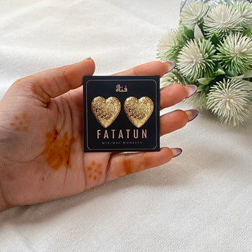 Textured heart earrings stainless steel