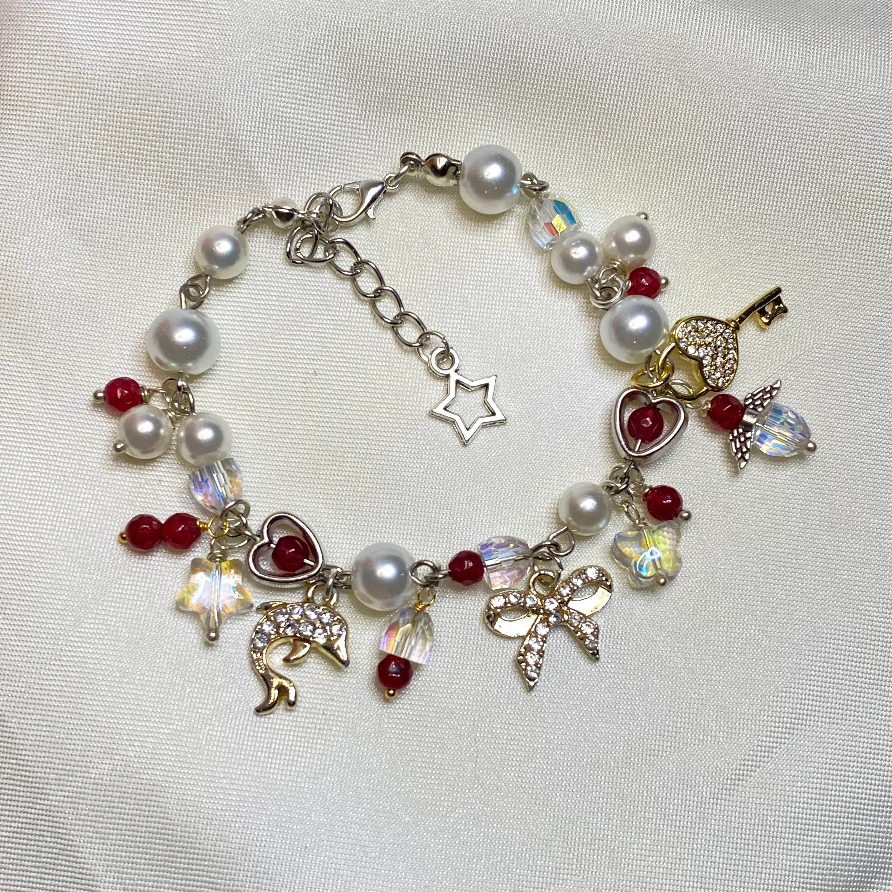 Premium Real stone & crystals with Charms Bracelet | Celestial Elegance fairy Design - Fatatun