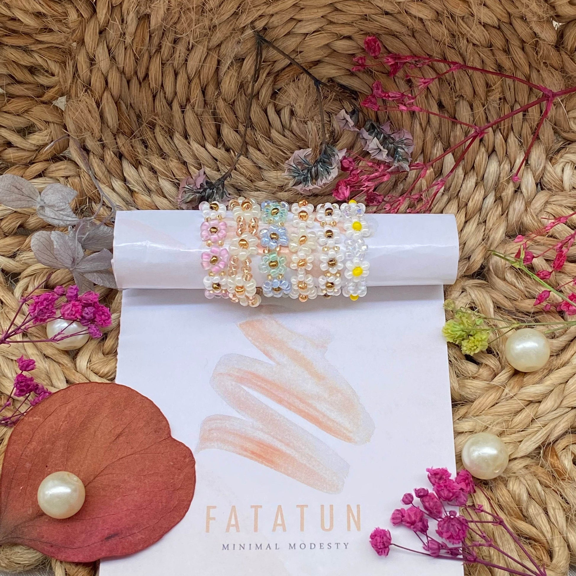 Daisy flower rings set of 6 - Fatatun