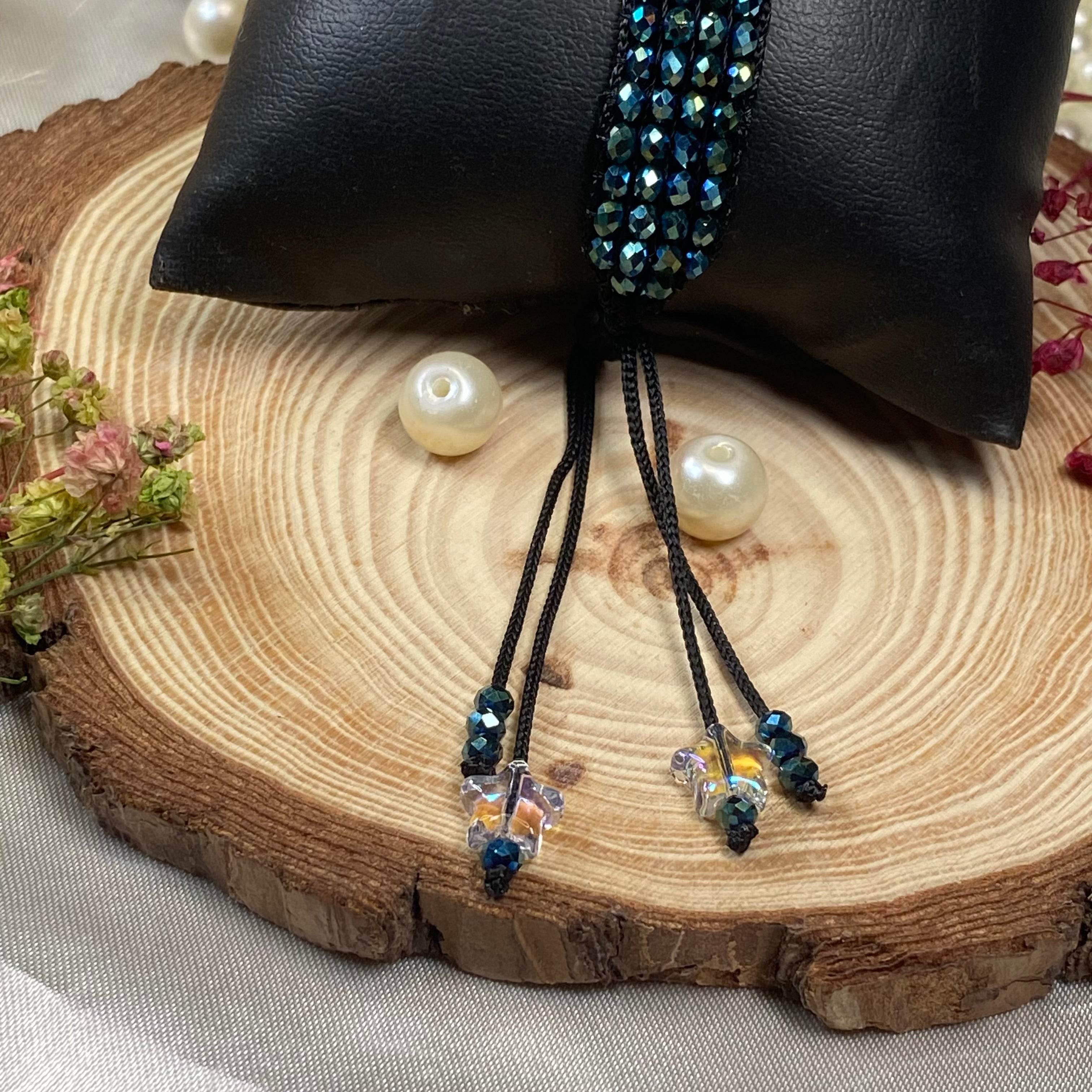 Crystal Loom Bracelets handmade | peacock green & crystal star charms - Fatatun