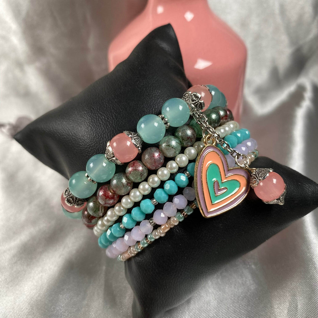 Stack bracelet set of 6 piece with charms - Fatatun