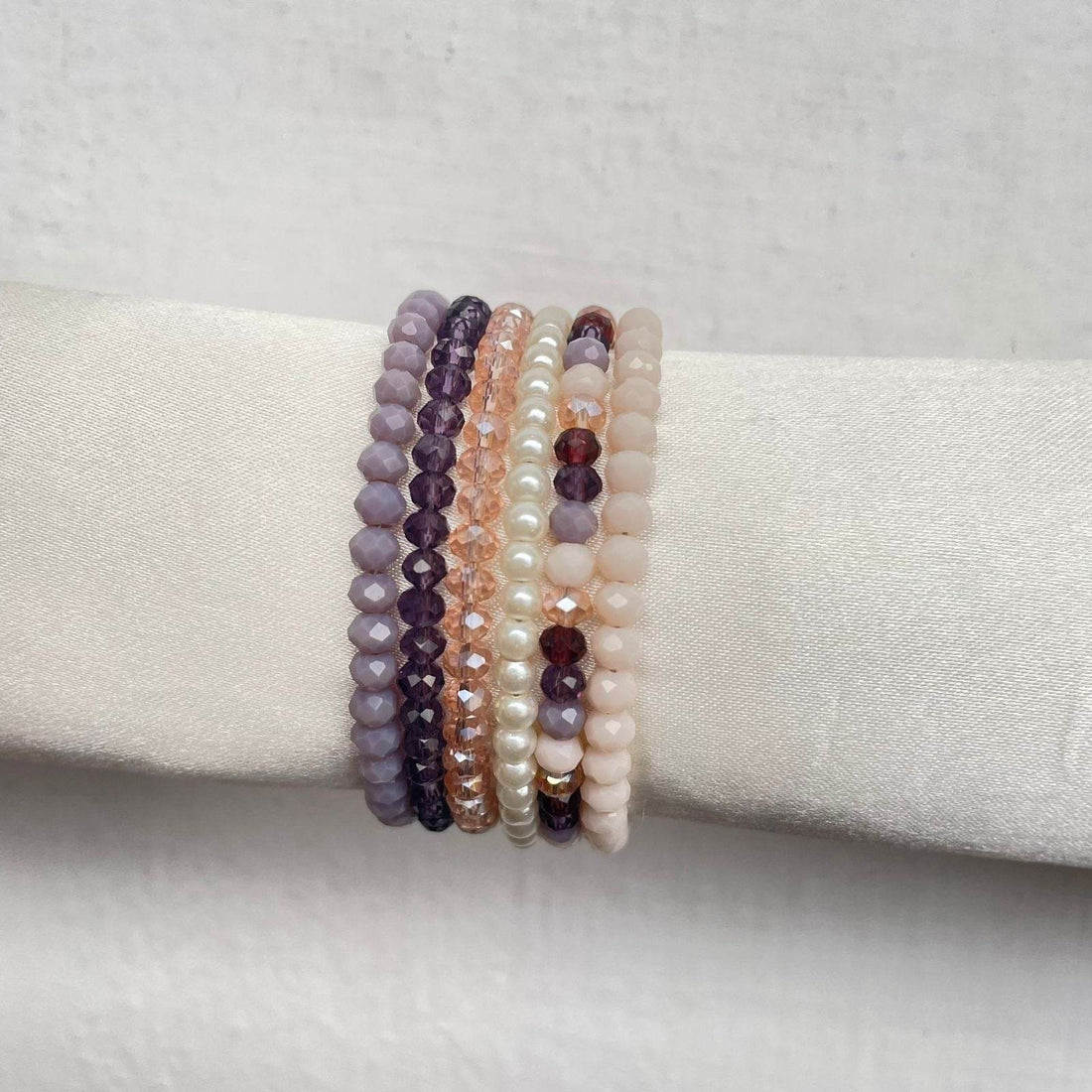 Crystal Rondella Stack Bracelet Set of 6 - Fatatun