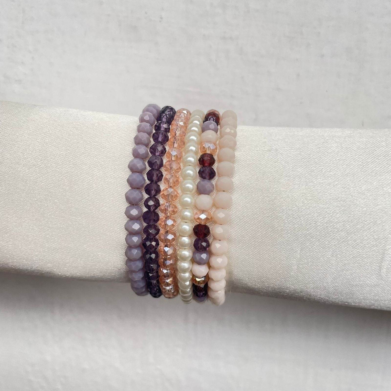 Crystal Rondella Stack Bracelet Set of 6 - Fatatun