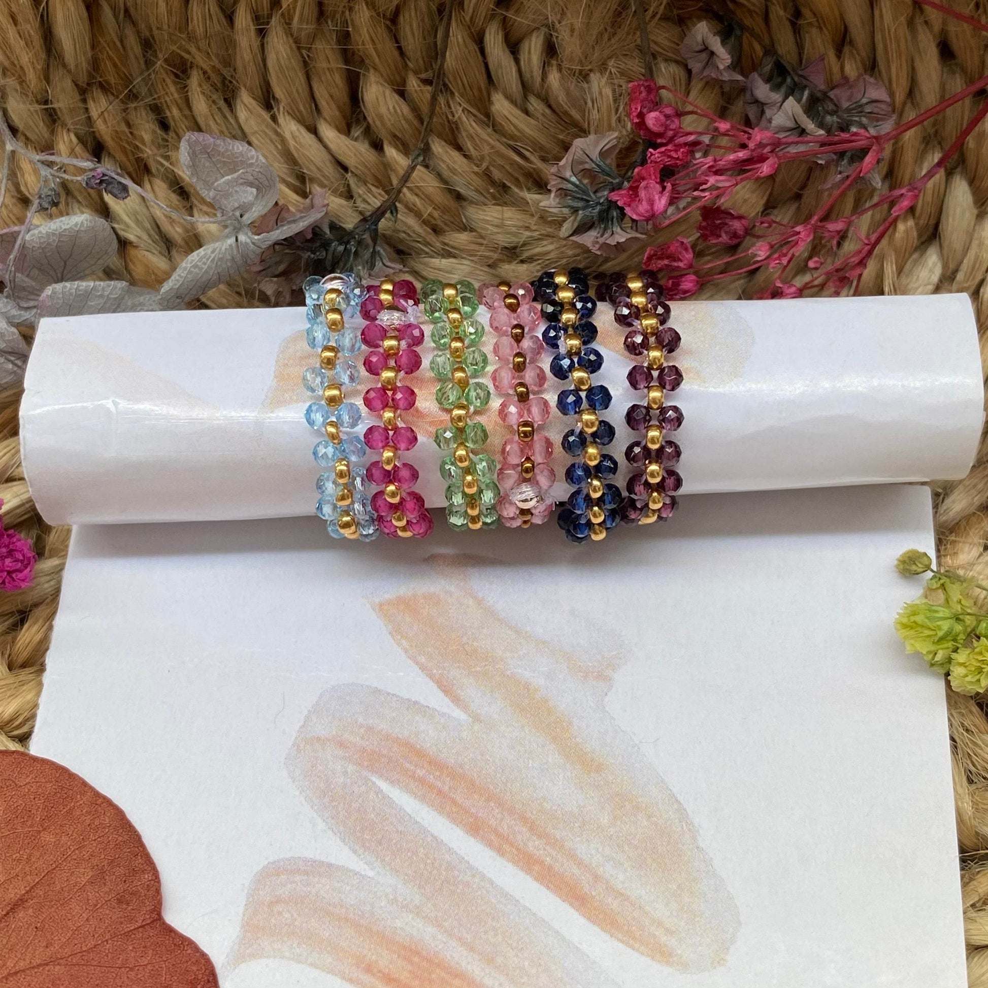 Crystal hydro bead rings set of 6 - Fatatun