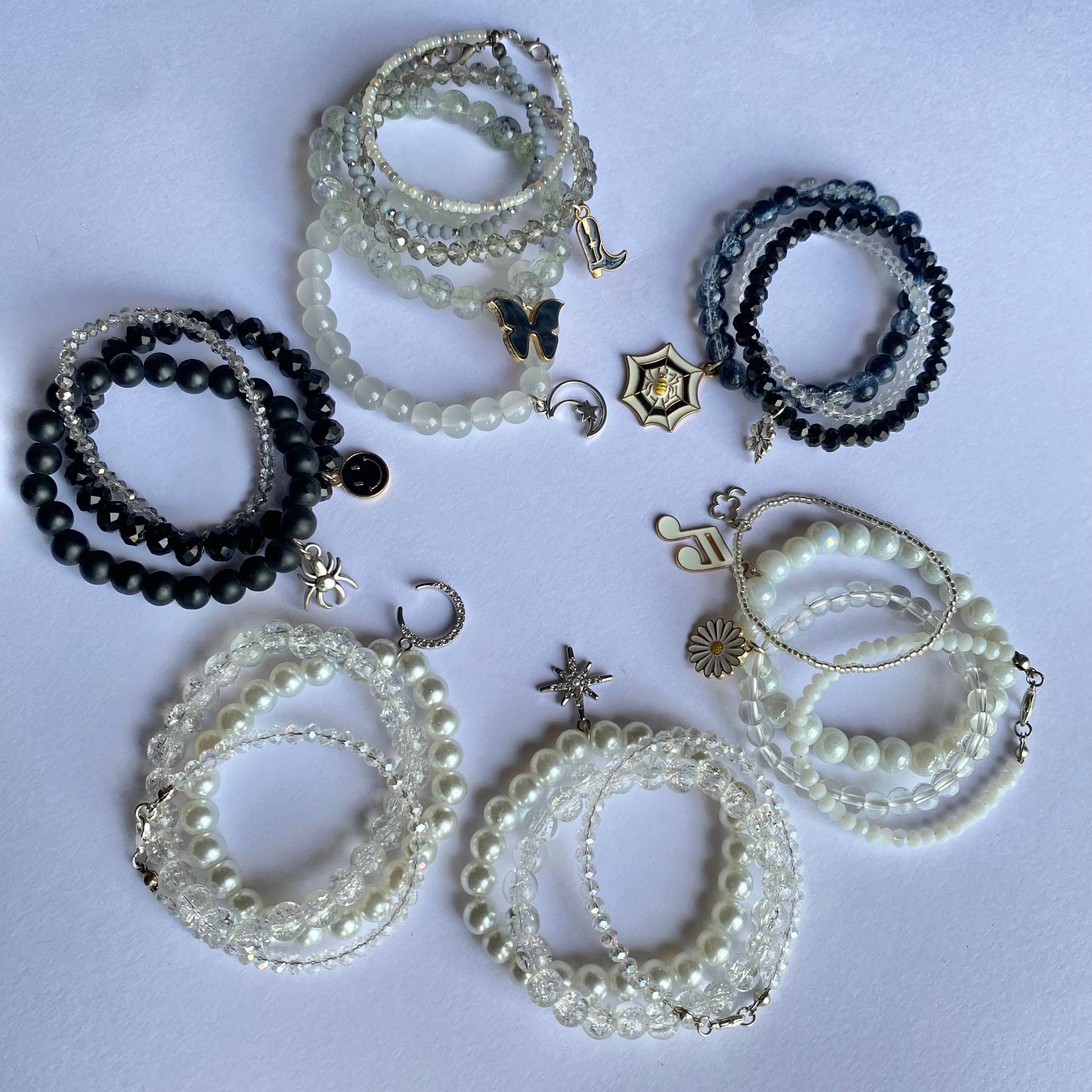 Stack Bracelets | Beaded Bracelet set of 3 with Charms - Fatatun