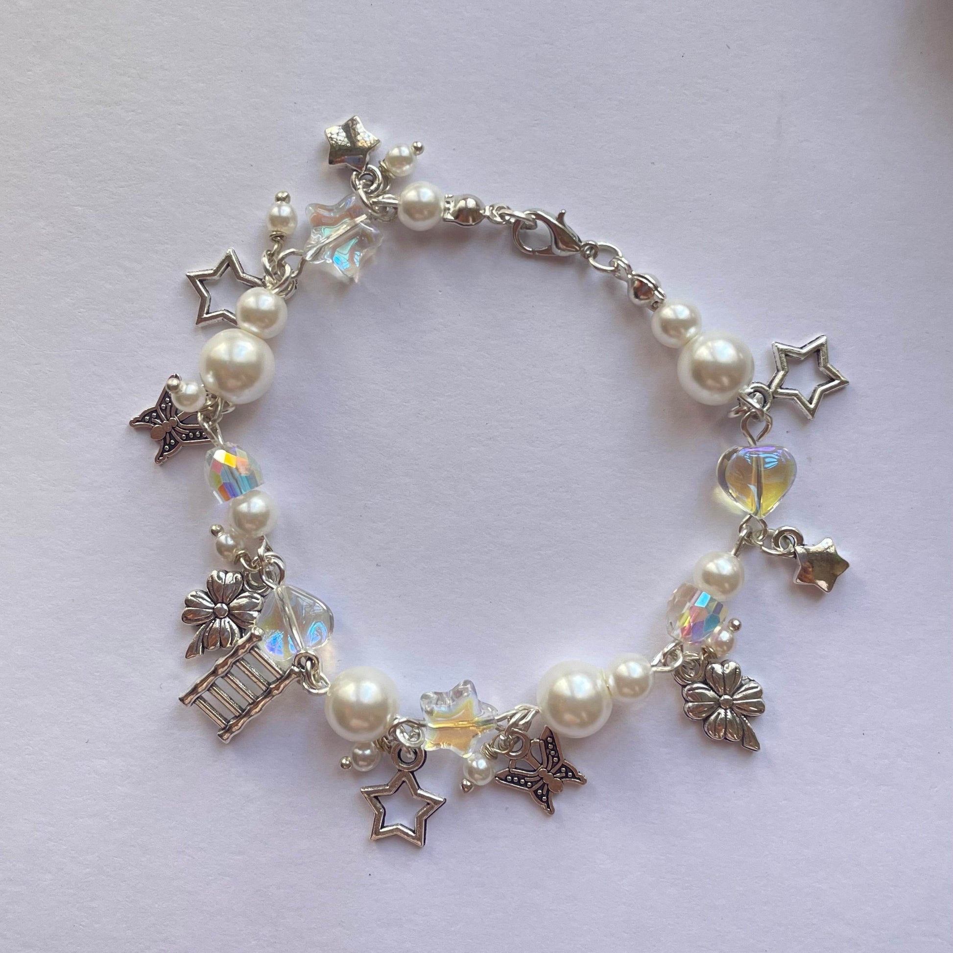 Charms Bracelet| Fairy Design Pearl and crystals - Fatatun