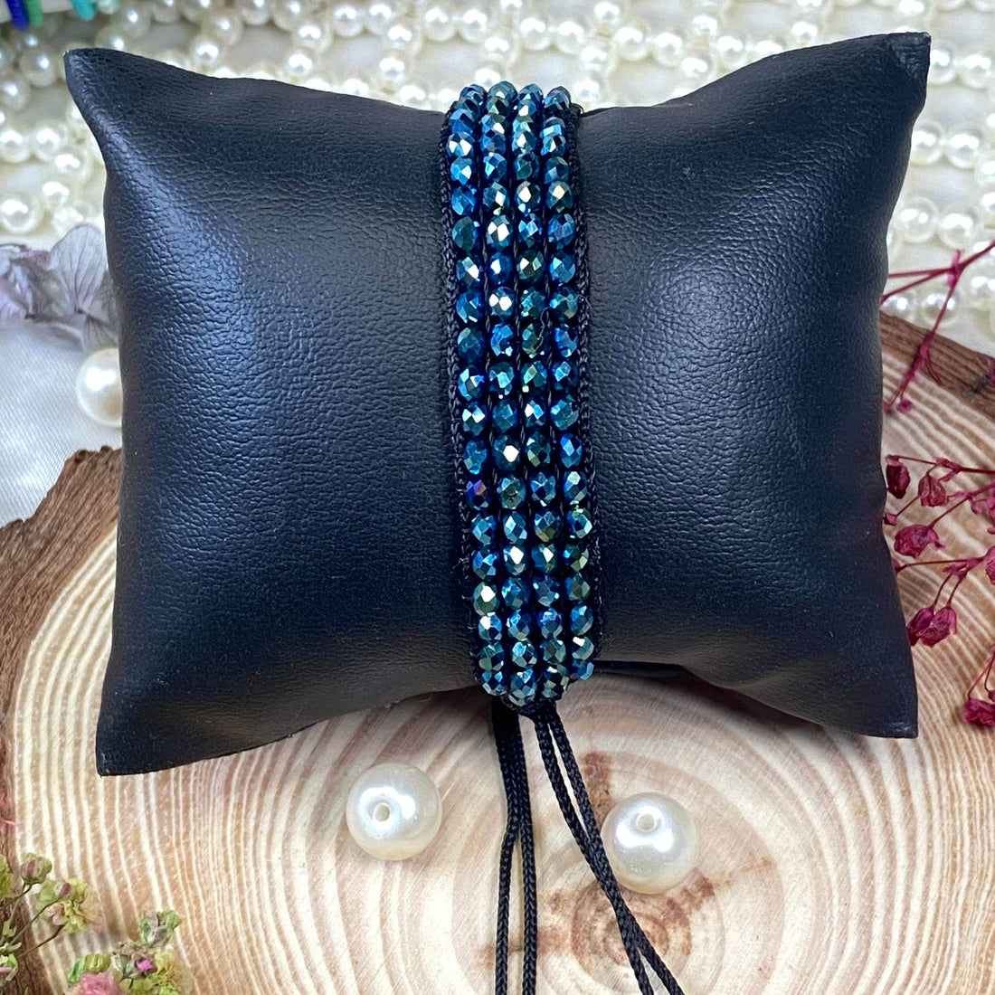 Crystal Loom Bracelets handmade | peacock green & crystal star charms - Fatatun