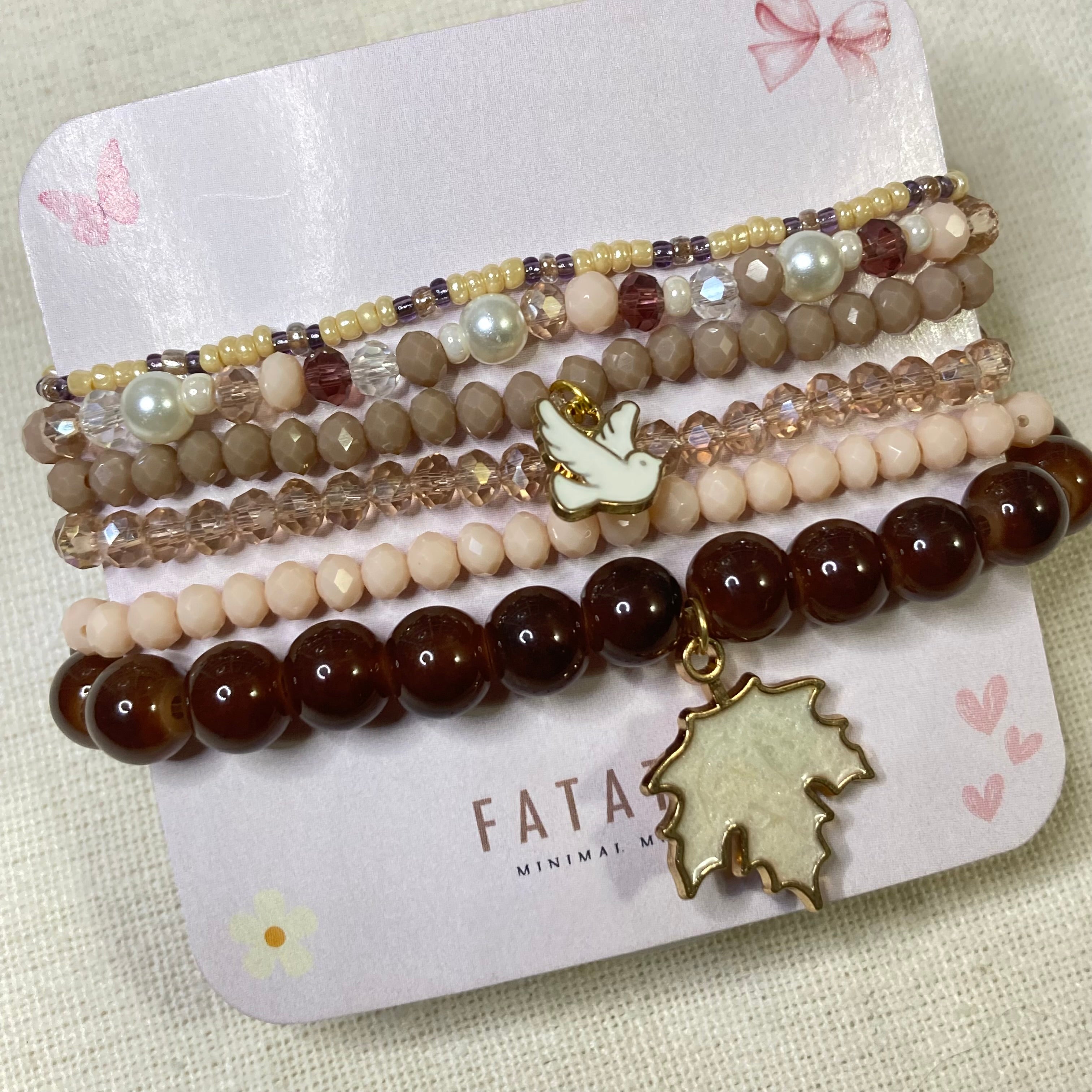 Stackable Bracelet with Charms set of 6 pieces