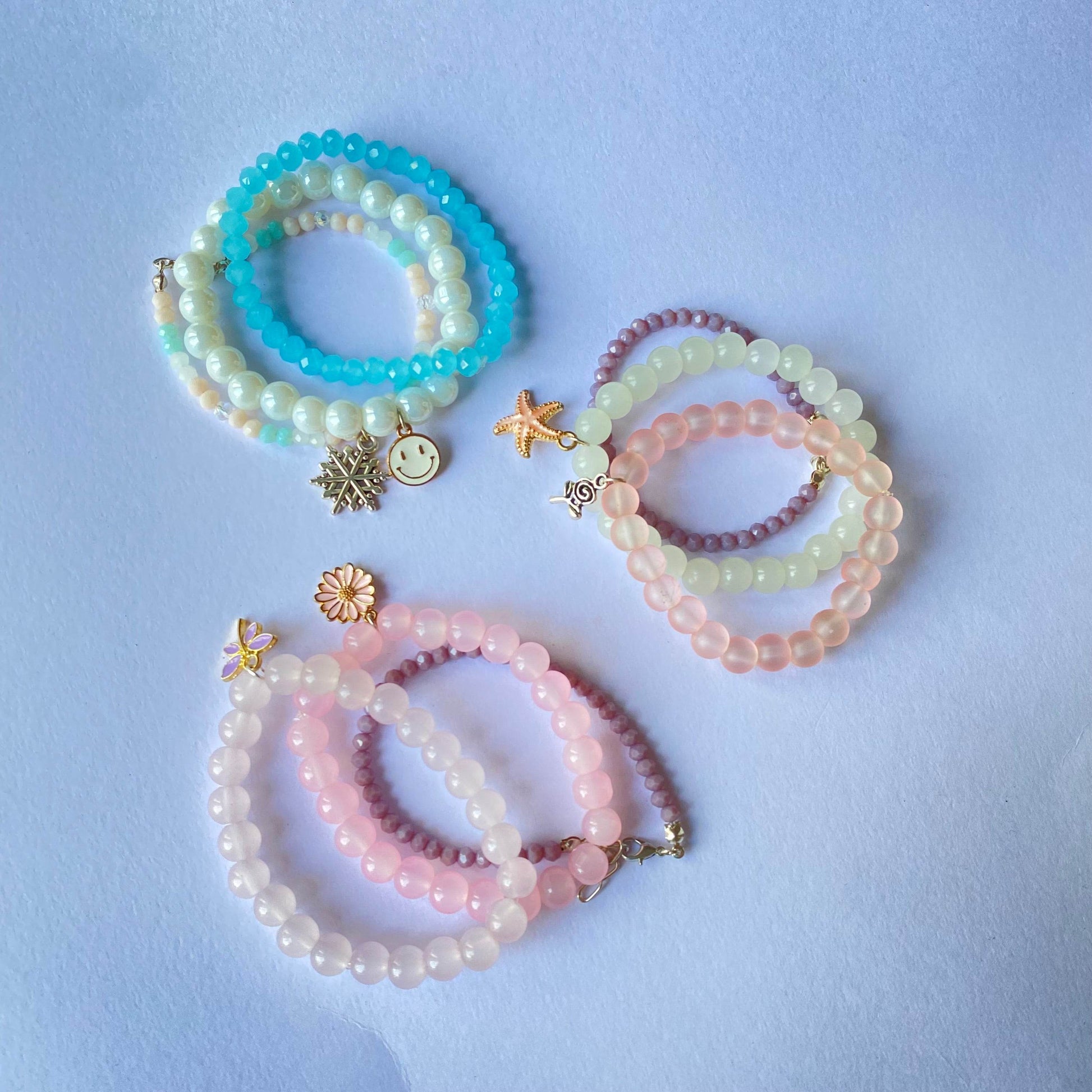 Stack Bracelets | Beaded Bracelet set of 3 with Charms - Fatatun