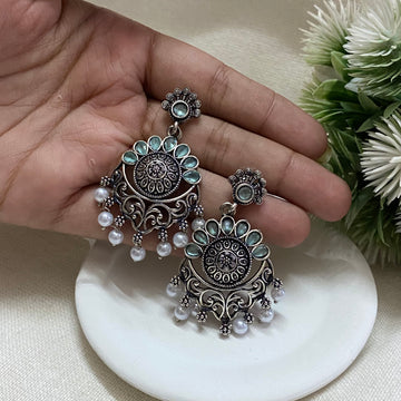 Oxidise Turquoise colour jhumka