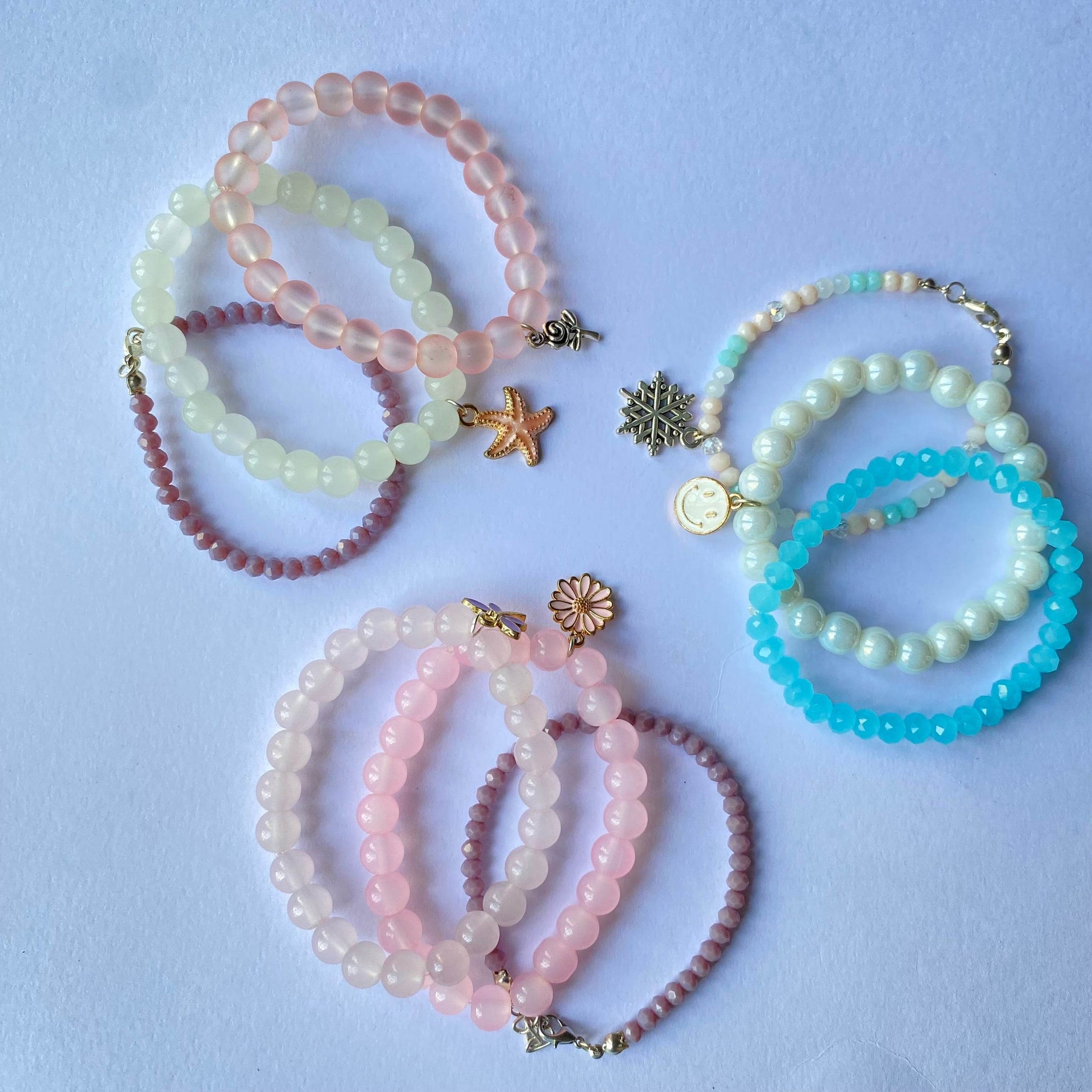 Stack Bracelets | Beaded Bracelet set of 3 with Charms - Fatatun