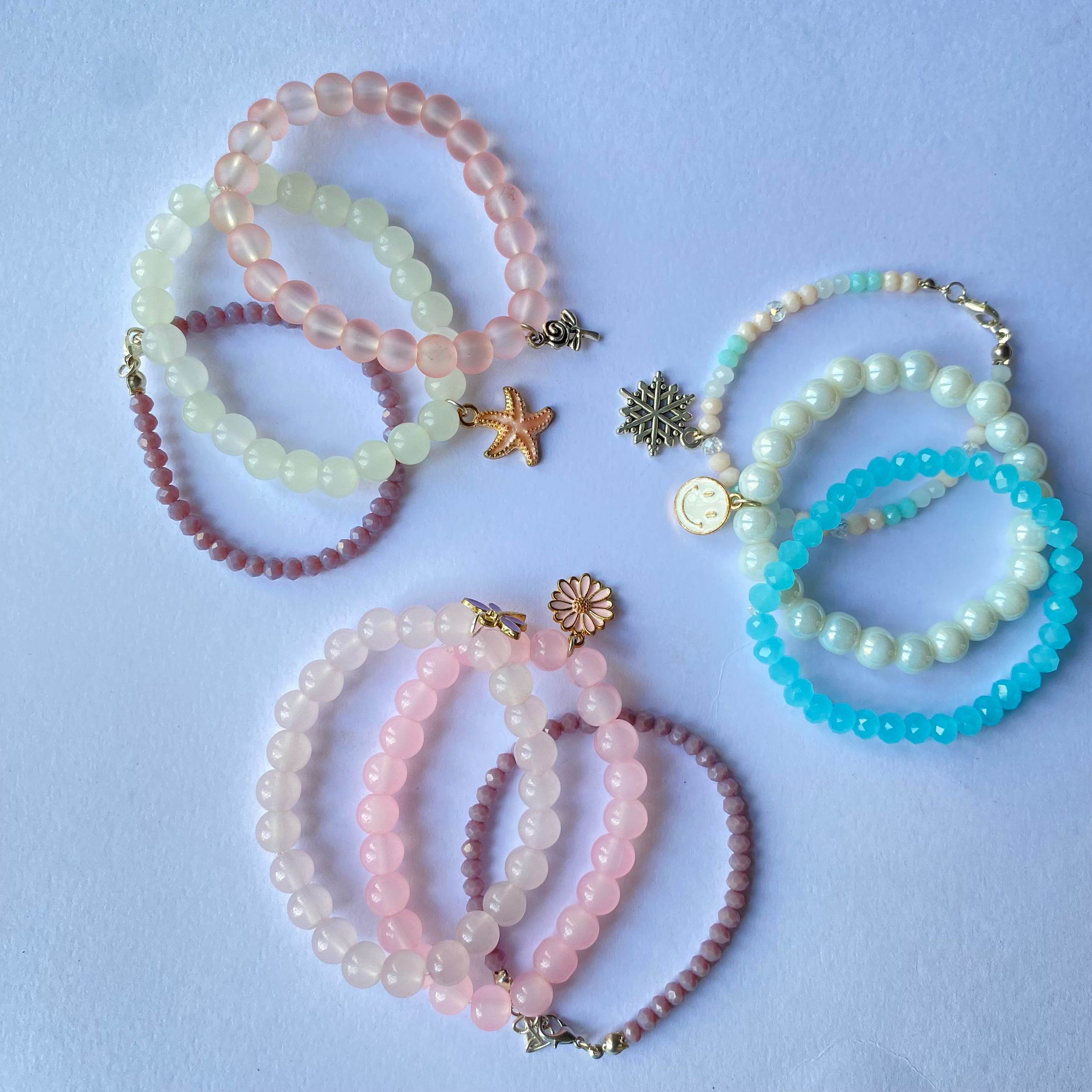 Stack Bracelets | Beaded Bracelet set of 3 with Charms - Fatatun