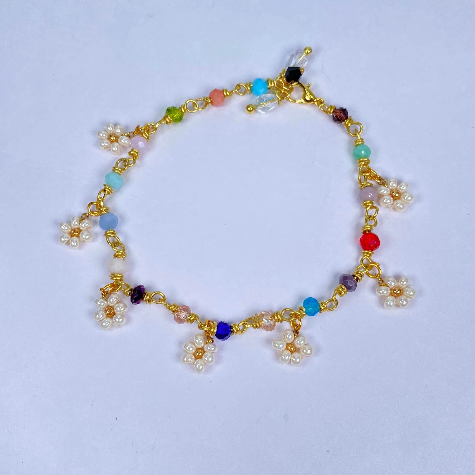 Handmade Daisy chain bracelet, brass wire handmade - Fatatun
