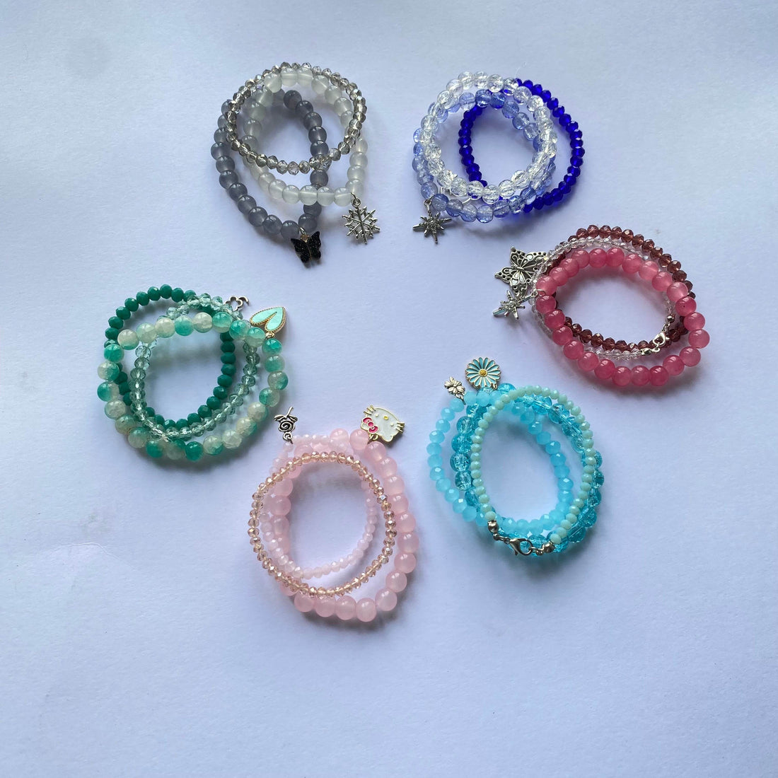 Stack Bracelets | Beaded Bracelet set of 3 with Charms - Fatatun