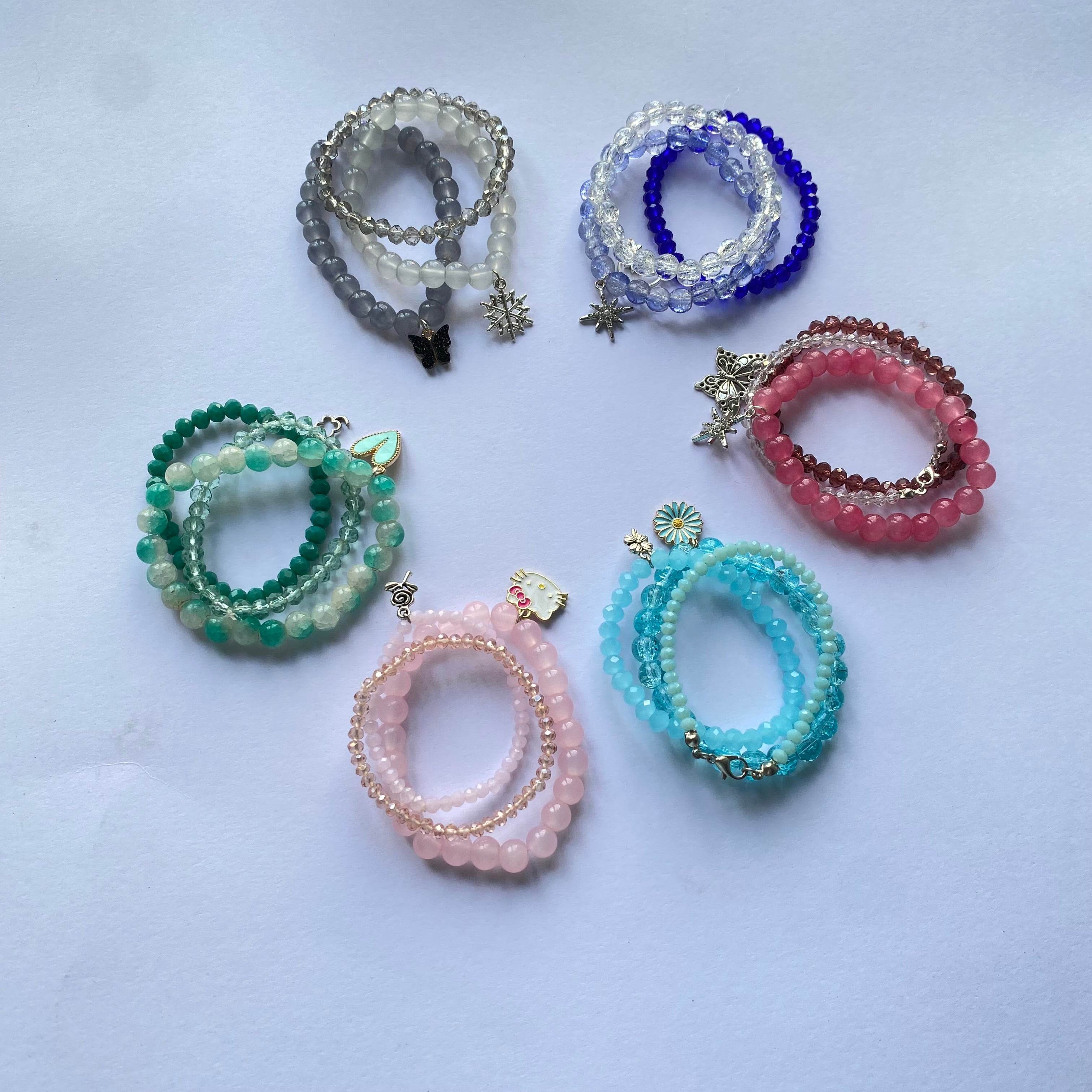 Stack Bracelets | Beaded Bracelet set of 3 with Charms - Fatatun