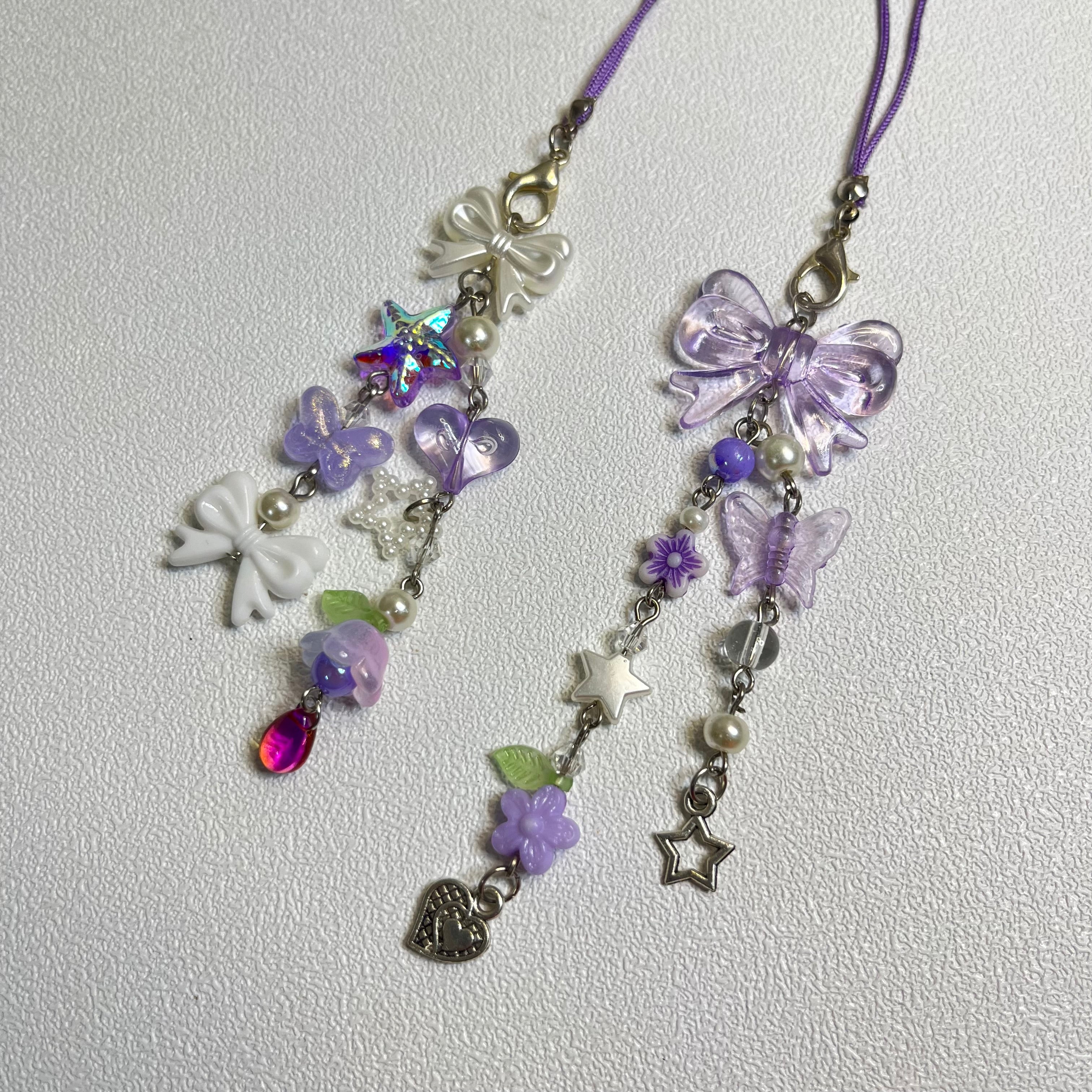 Phone charms purple double layer