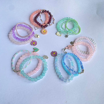 Stack Bracelets | Beaded Bracelet set of 3 with Charms - Fatatun