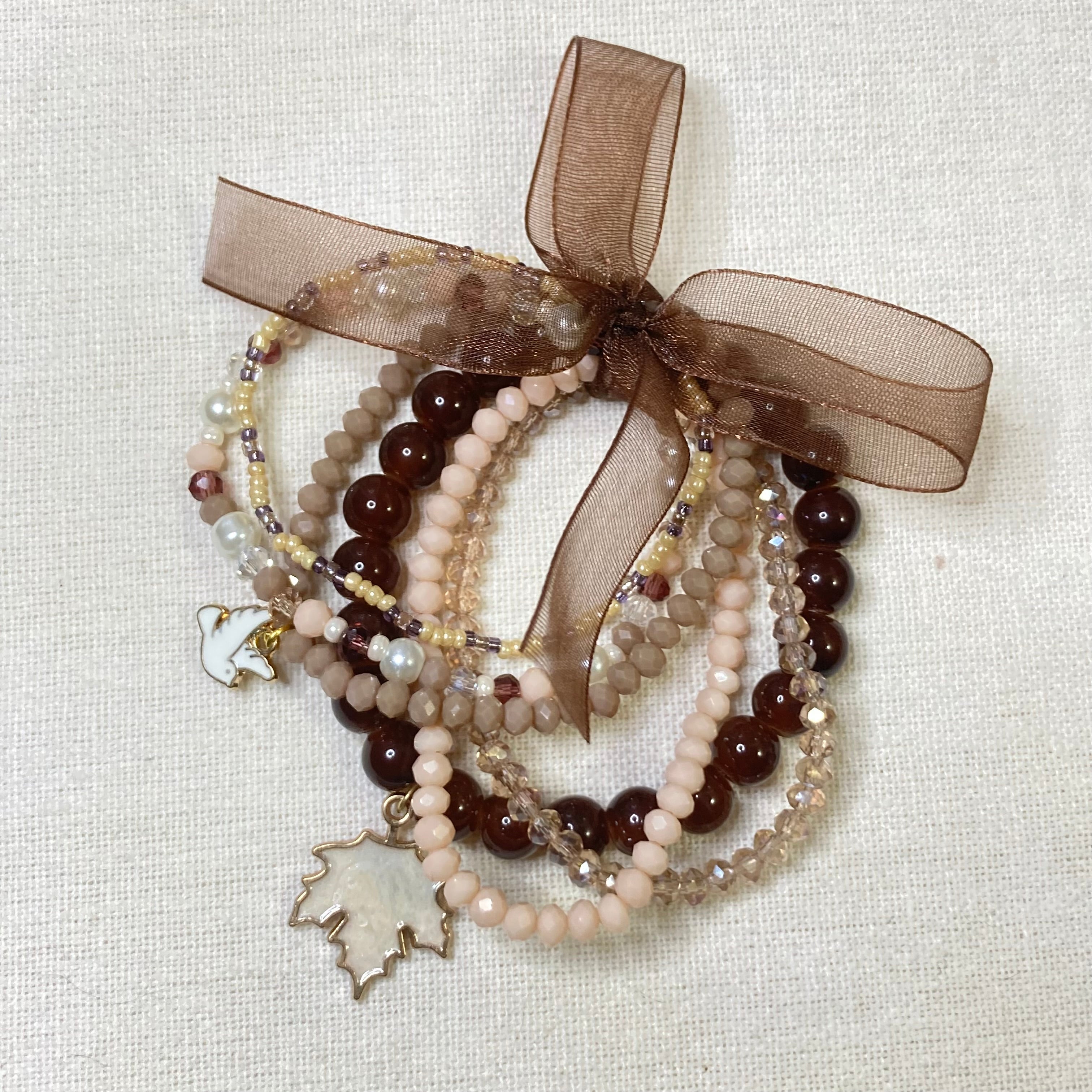 Stackable Bracelet with Charms set of 6 pieces