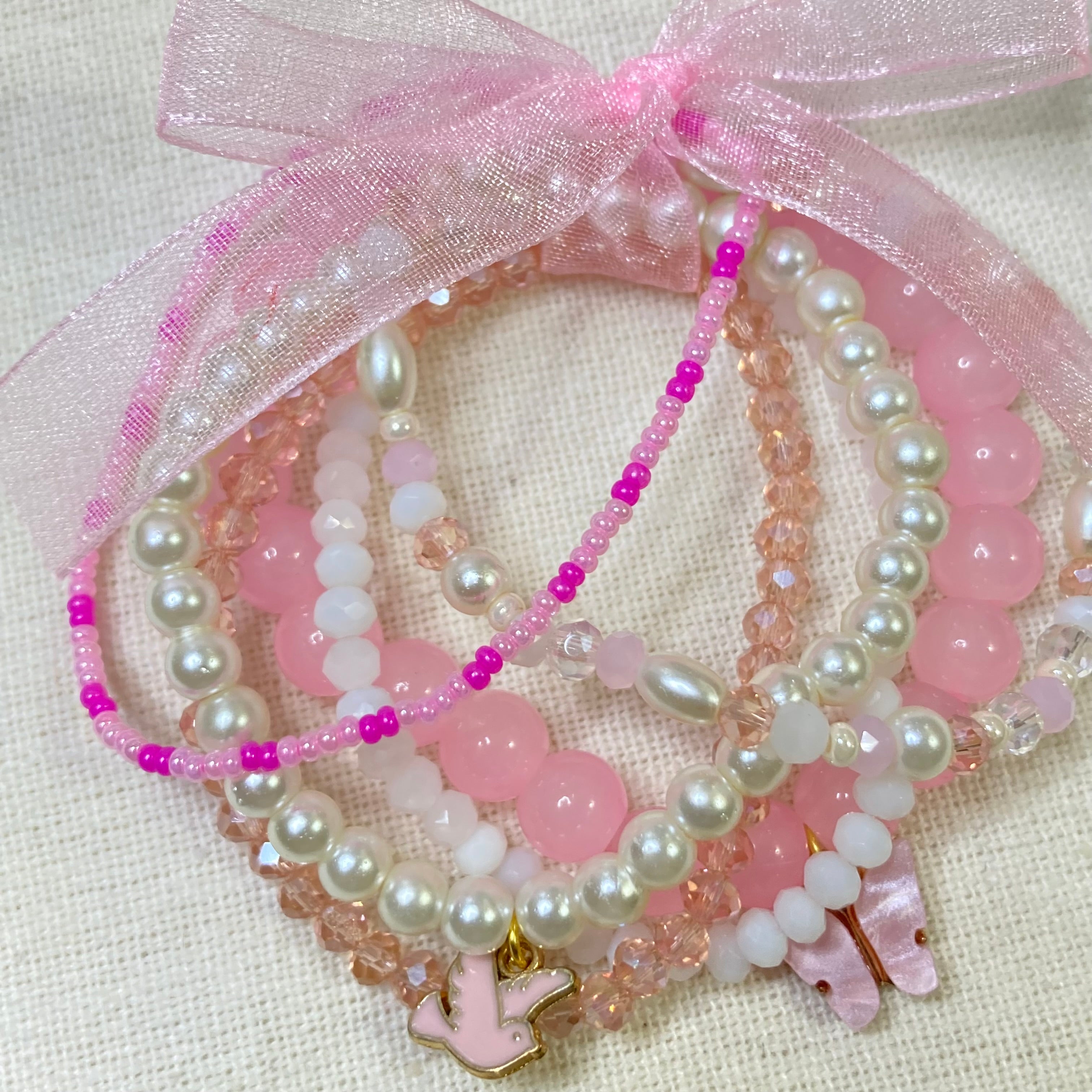 Stackable Bracelet with Charms set of 6 pieces