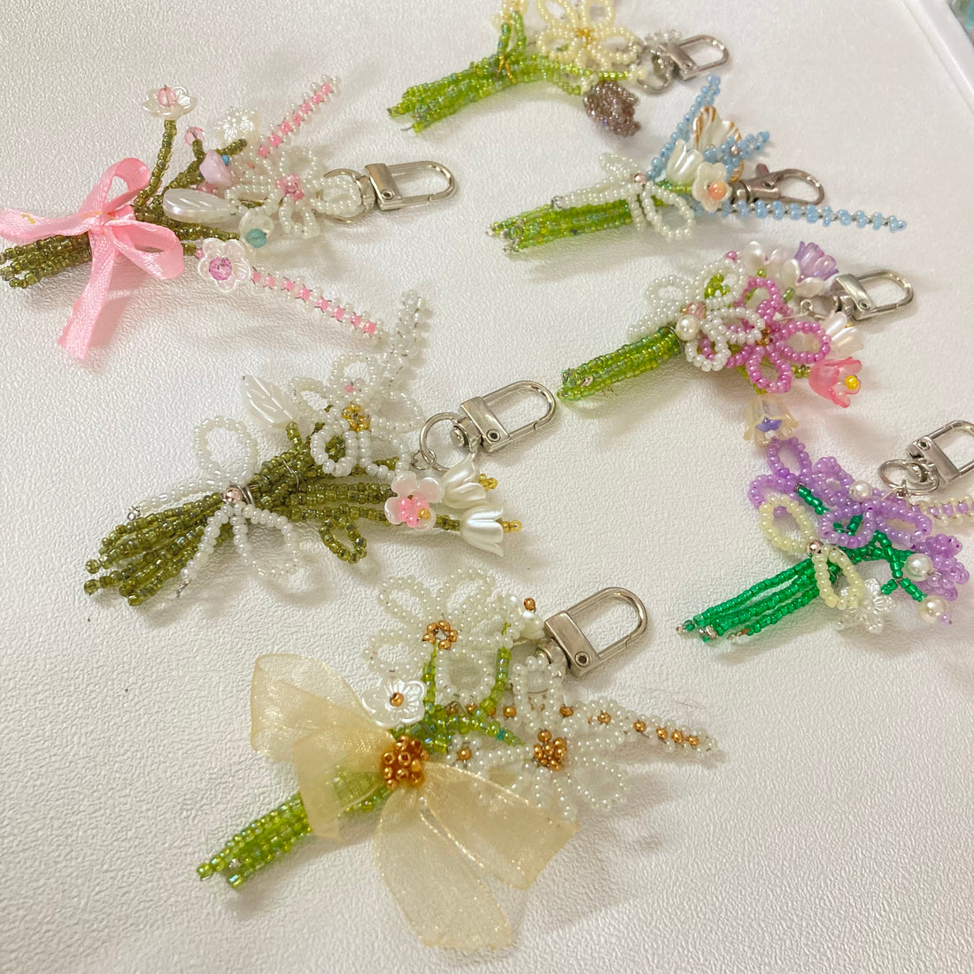 Beaded Flower Bouquets | Bag or Keychain Charms