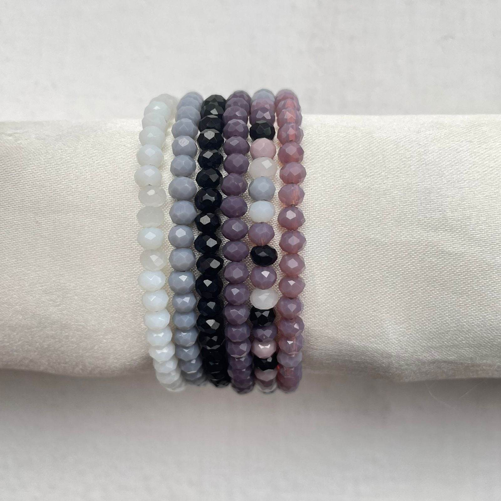 Crystal Rondella Stack Bracelet Set of 6 - Fatatun