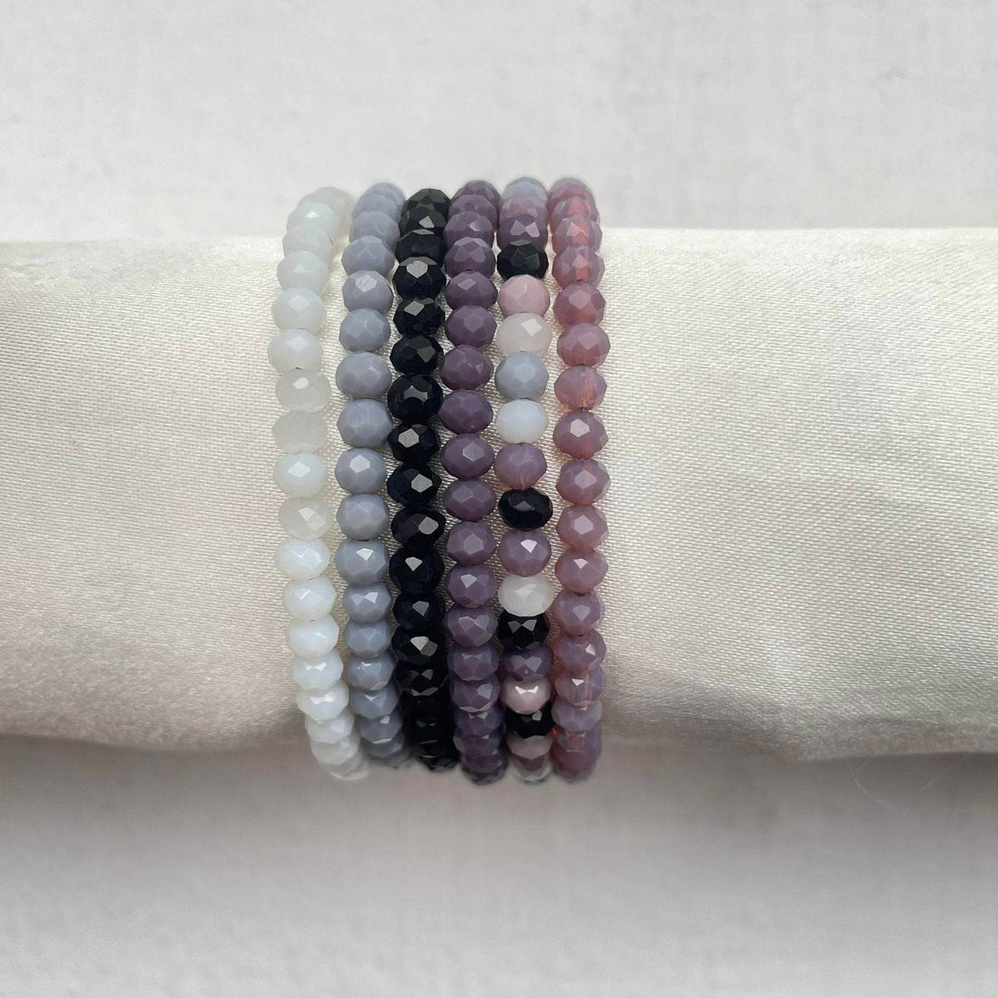 Crystal Rondella Stack Bracelet Set of 6 - Fatatun