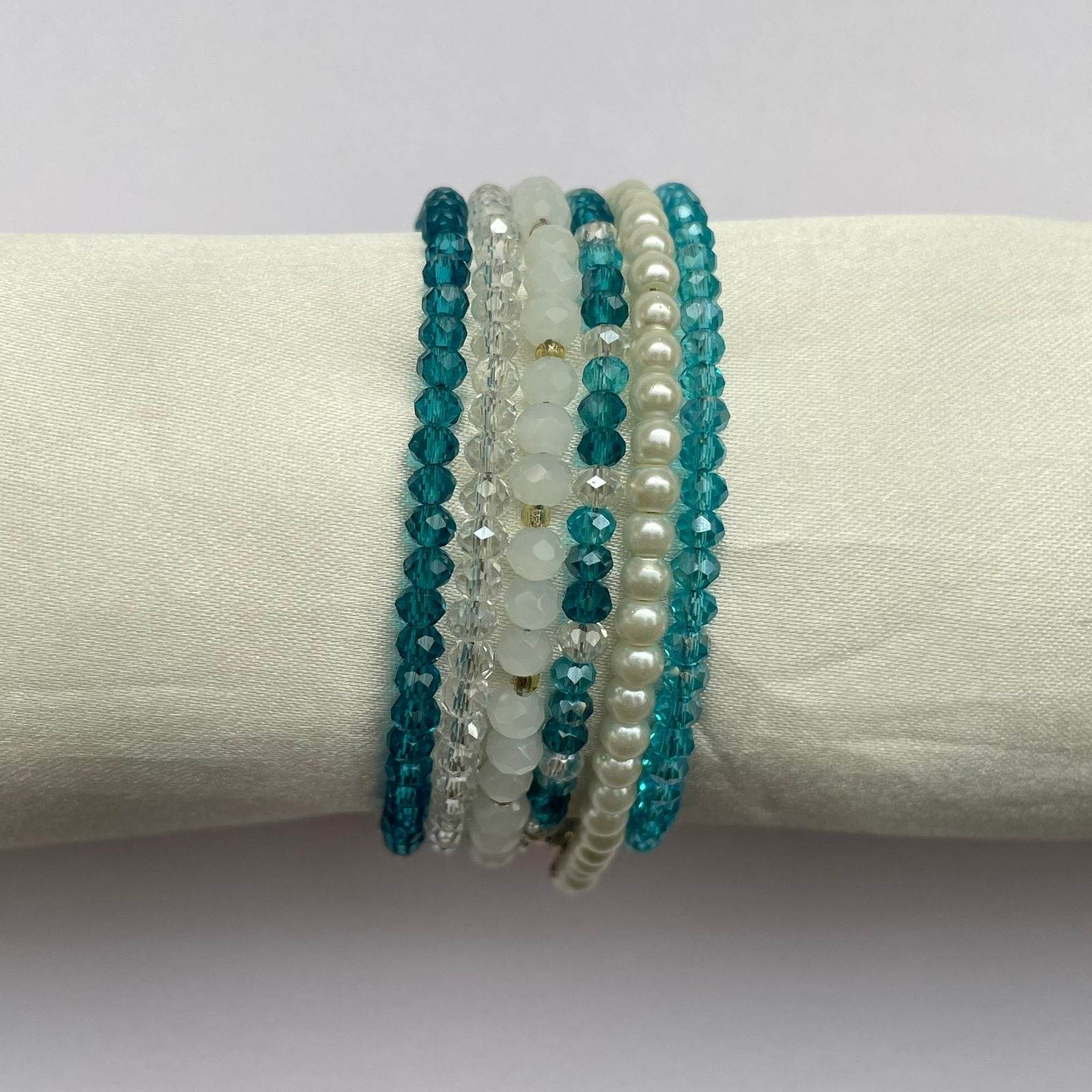 Crystal Rondella Bracelet Stack Set of 6 - Fatatun