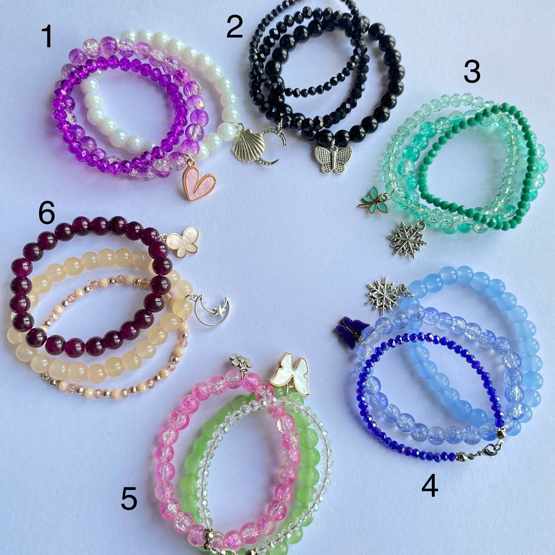 Stack Bracelets | Beaded Bracelet set of 3 with Charms - Fatatun