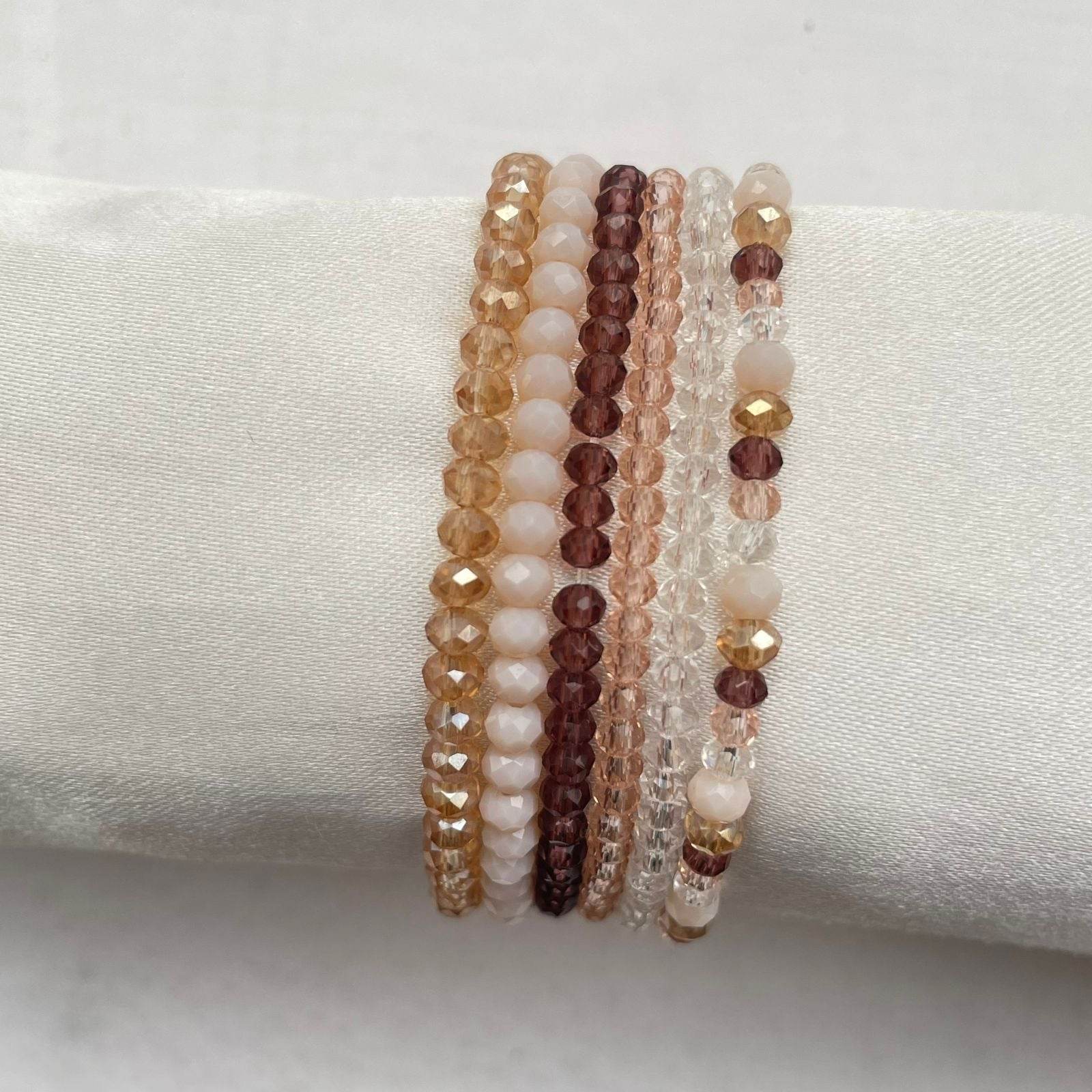 Crystal Rondella Stack Bracelet Set of 6 - Fatatun