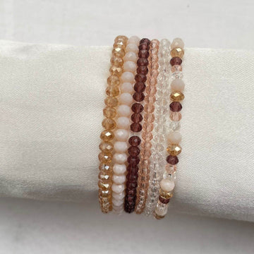 Crystal Rondella Stack Bracelet Set of 6 - Fatatun