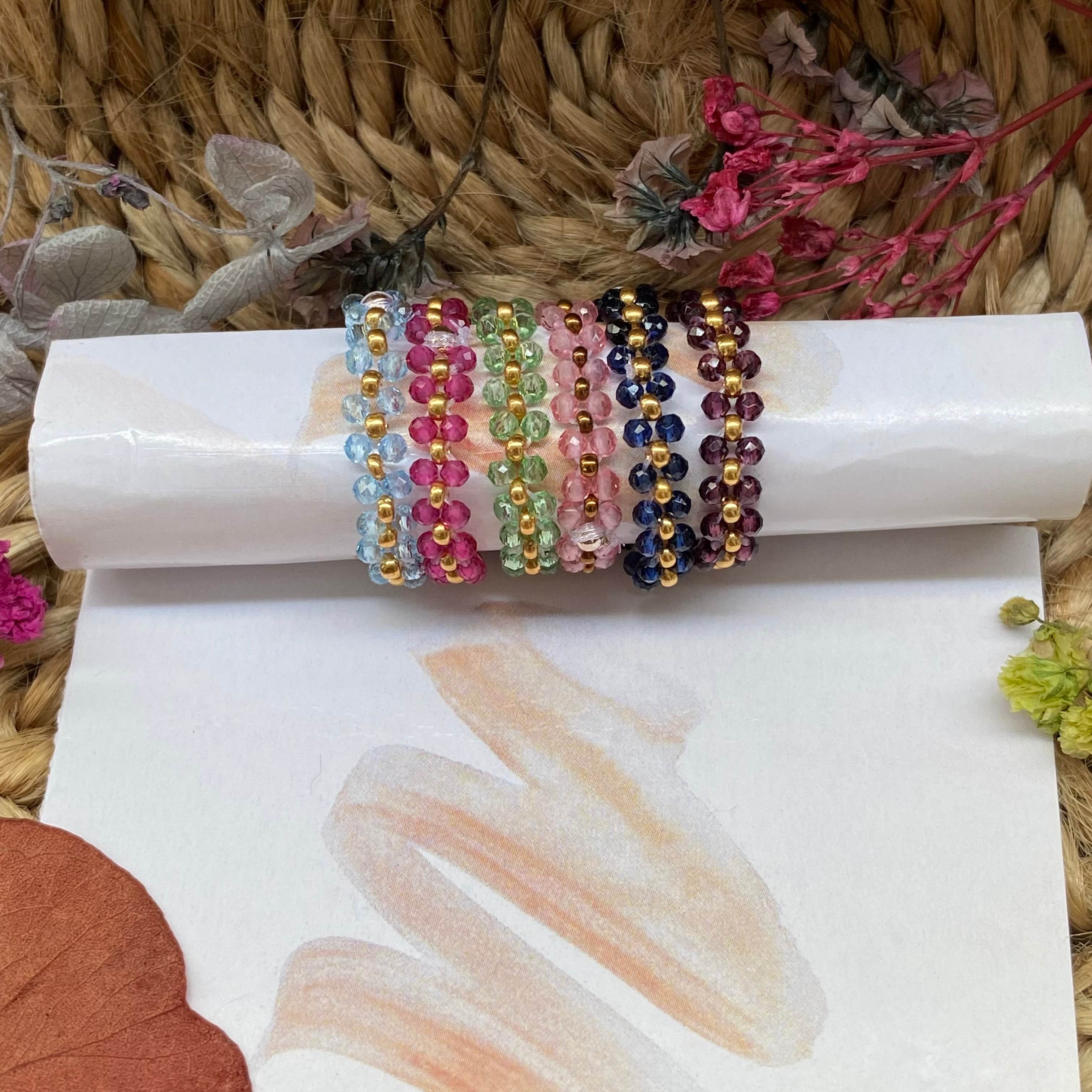 Crystal hydro bead rings set of 6 - Fatatun