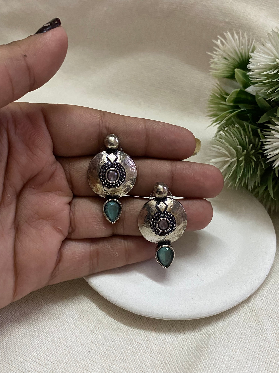 Unique minimal oxidise earrings