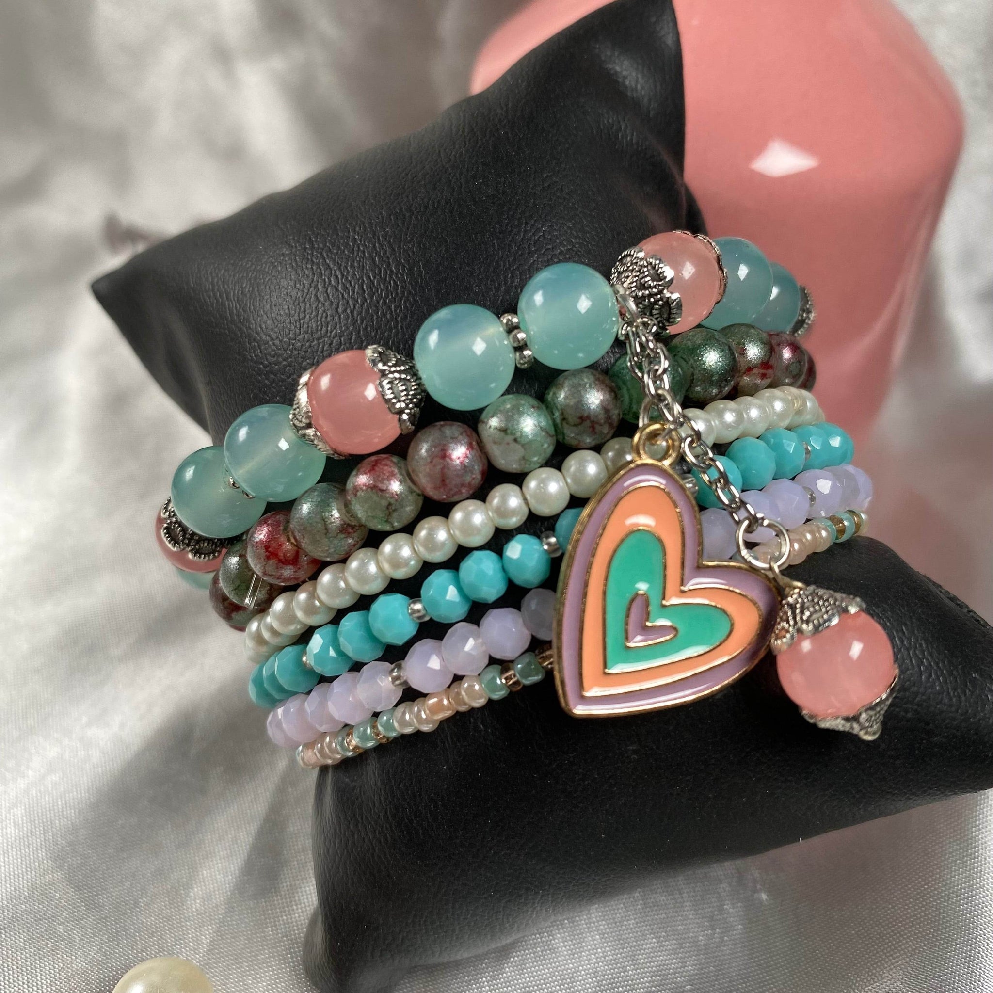 Stack bracelet set of 6 piece with charms - Fatatun