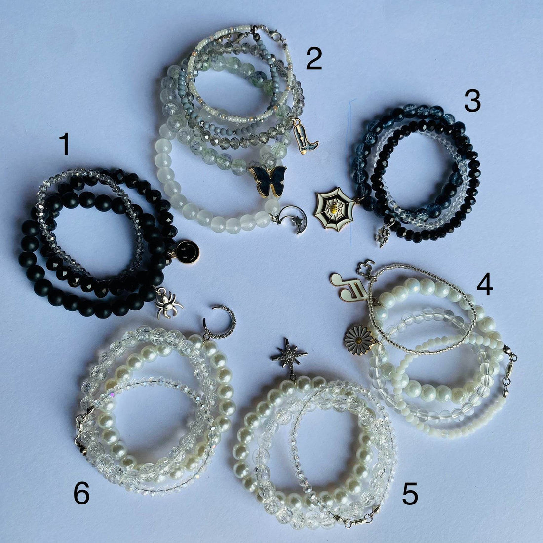 Stack Bracelets | Beaded Bracelet set of 3 with Charms - Fatatun