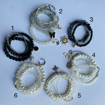 Stack Bracelets | Beaded Bracelet set of 3 with Charms - Fatatun