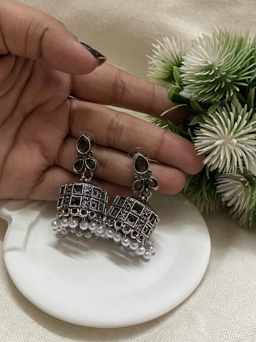 Mirror oxidise earrings