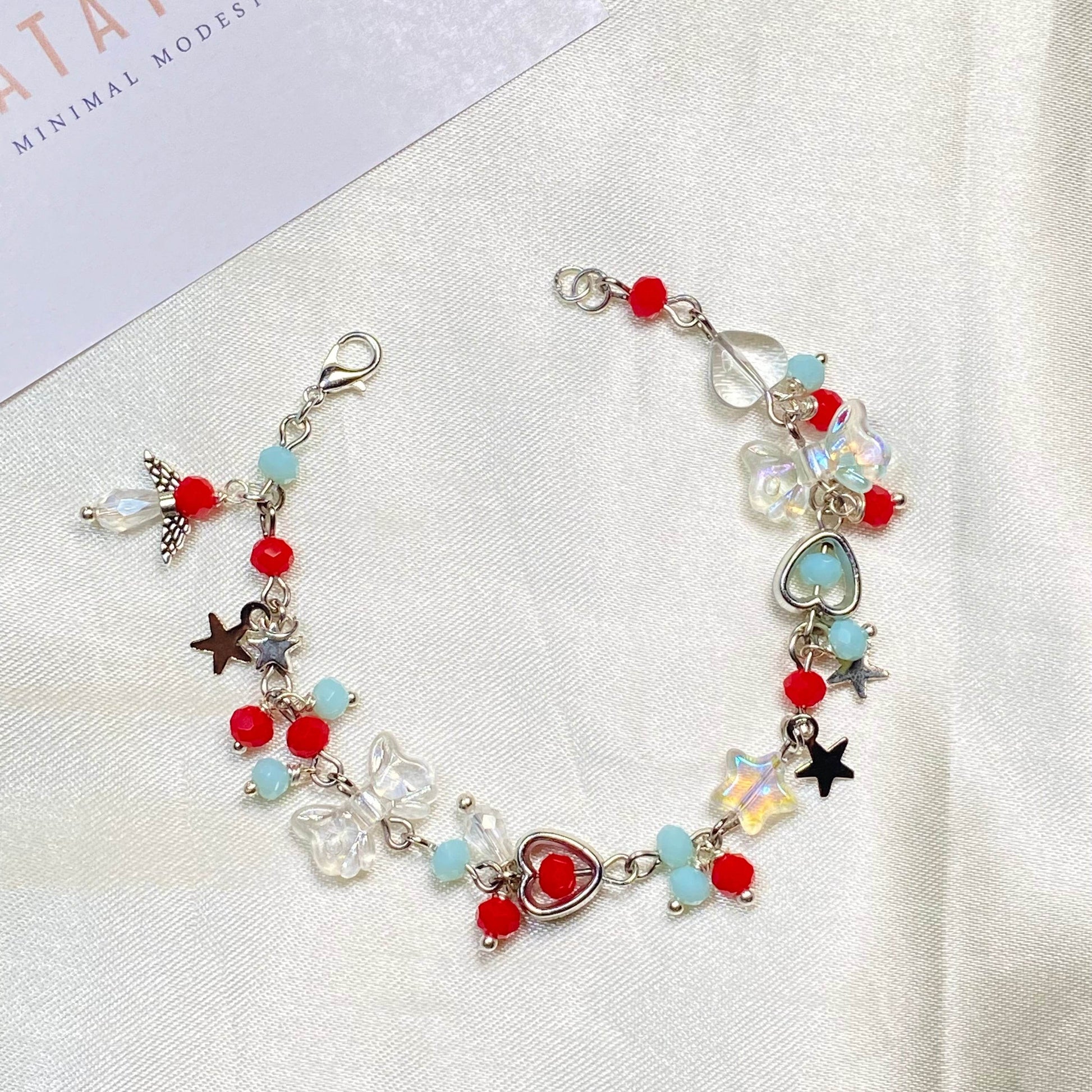 Red and see Blue Charm Bracelet - Fatatun