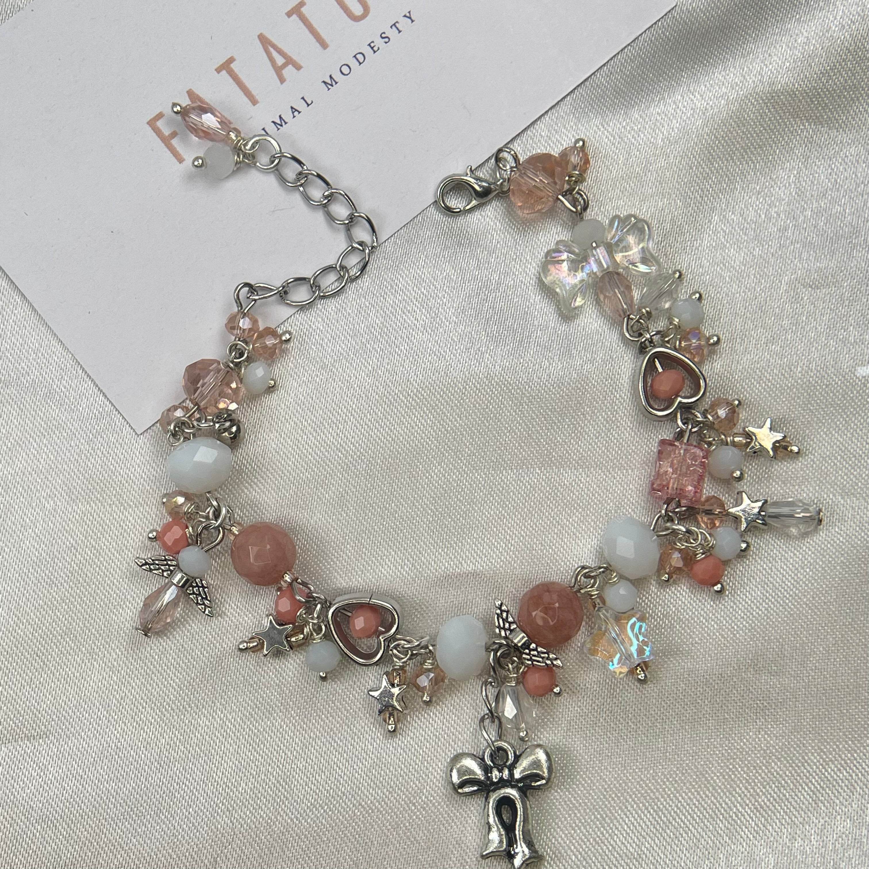 Peach and white blend Charm Bracelet - Fatatun