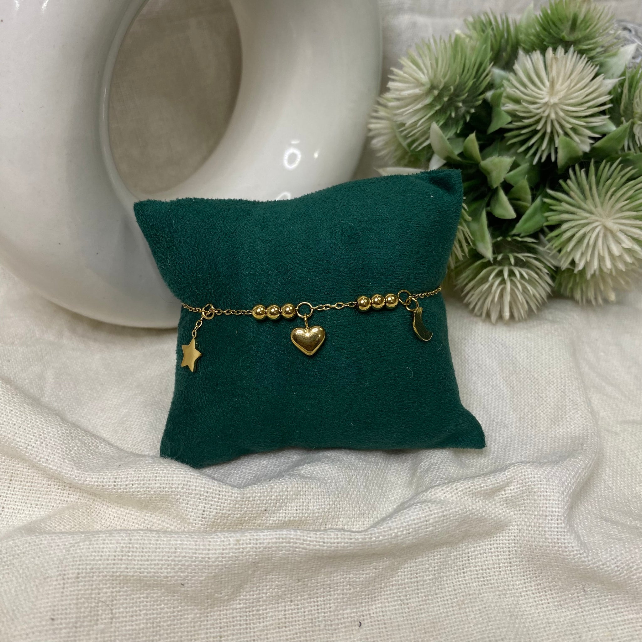 Moon & Star Golden Charm Bracelet Anti-Tarnish