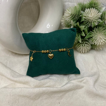 Moon & Star Golden Charm Bracelet Anti-Tarnish