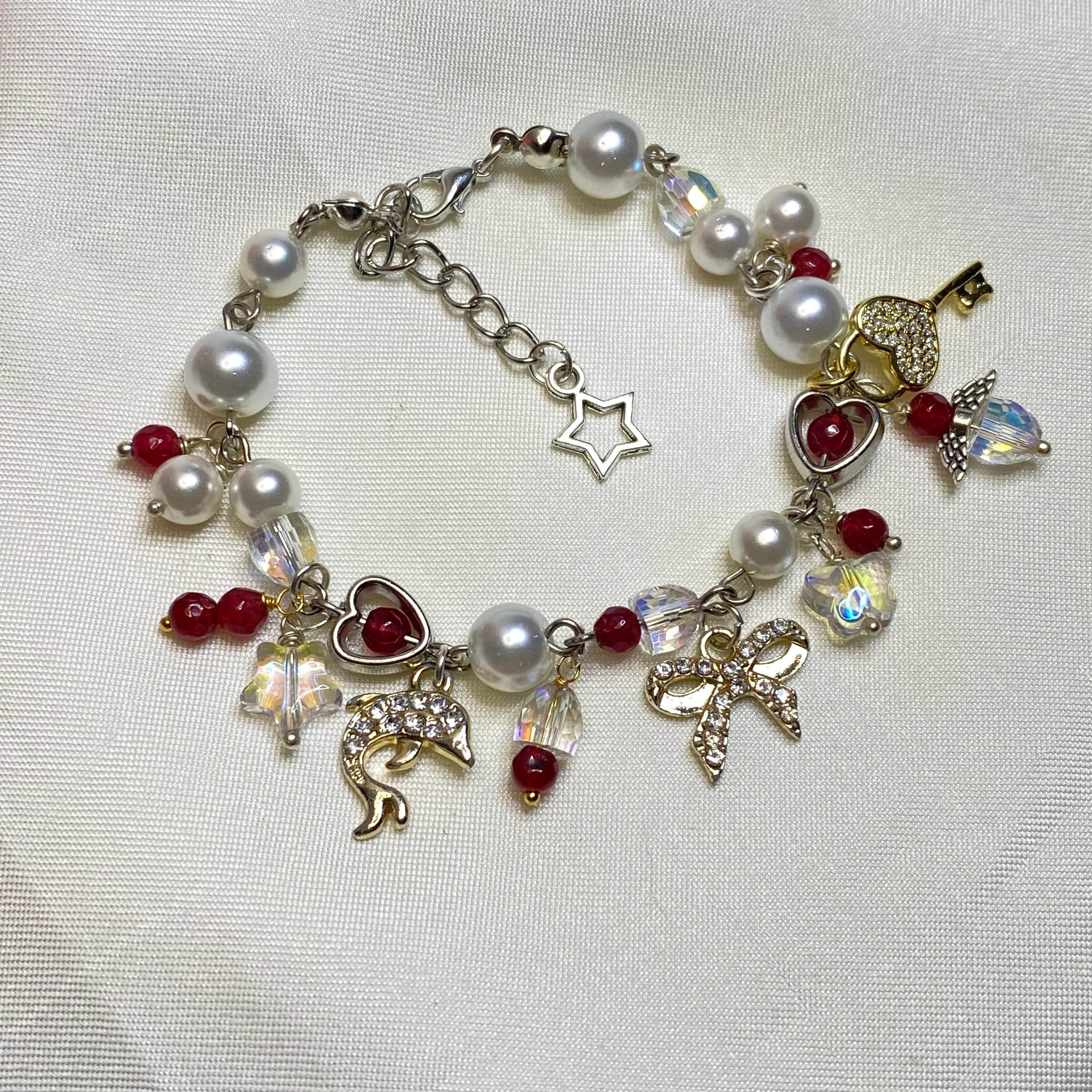 Premium Real stone & crystals with Charms Bracelet | Celestial Elegance fairy Design - Fatatun