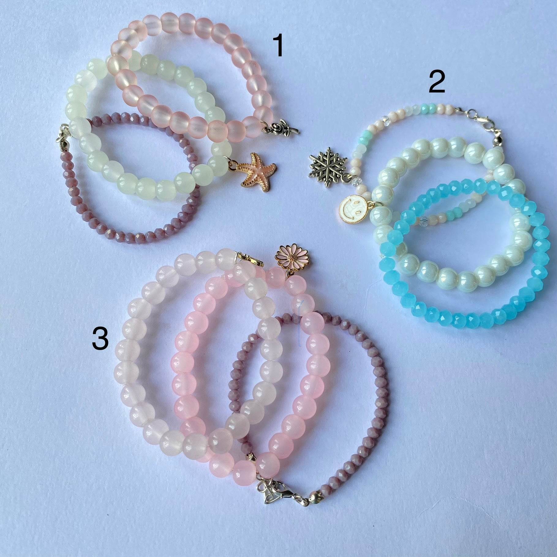 Stack Bracelets | Beaded Bracelet set of 3 with Charms - Fatatun