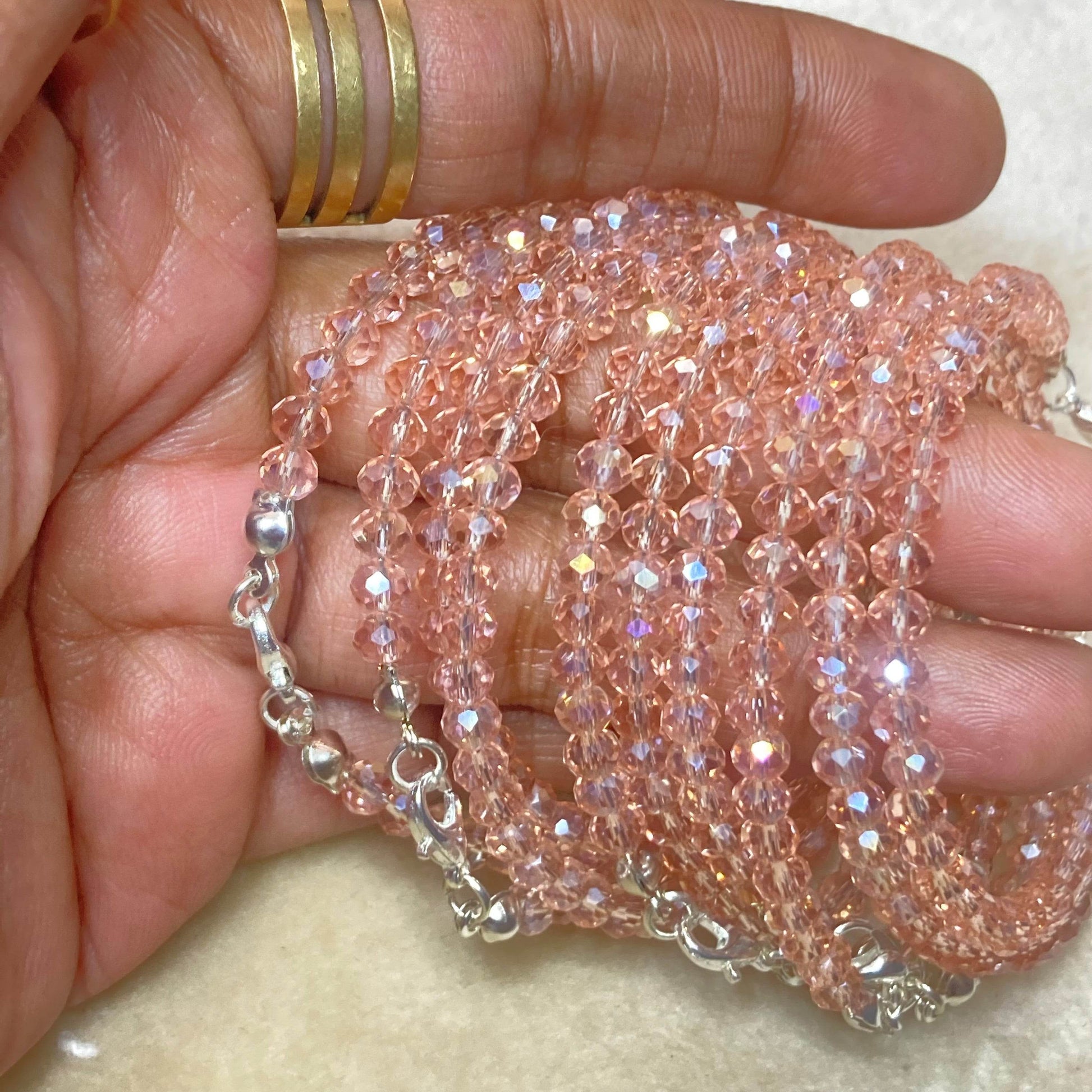 Crystal Bracelet peachy pink Shine (cost for each) - Fatatun