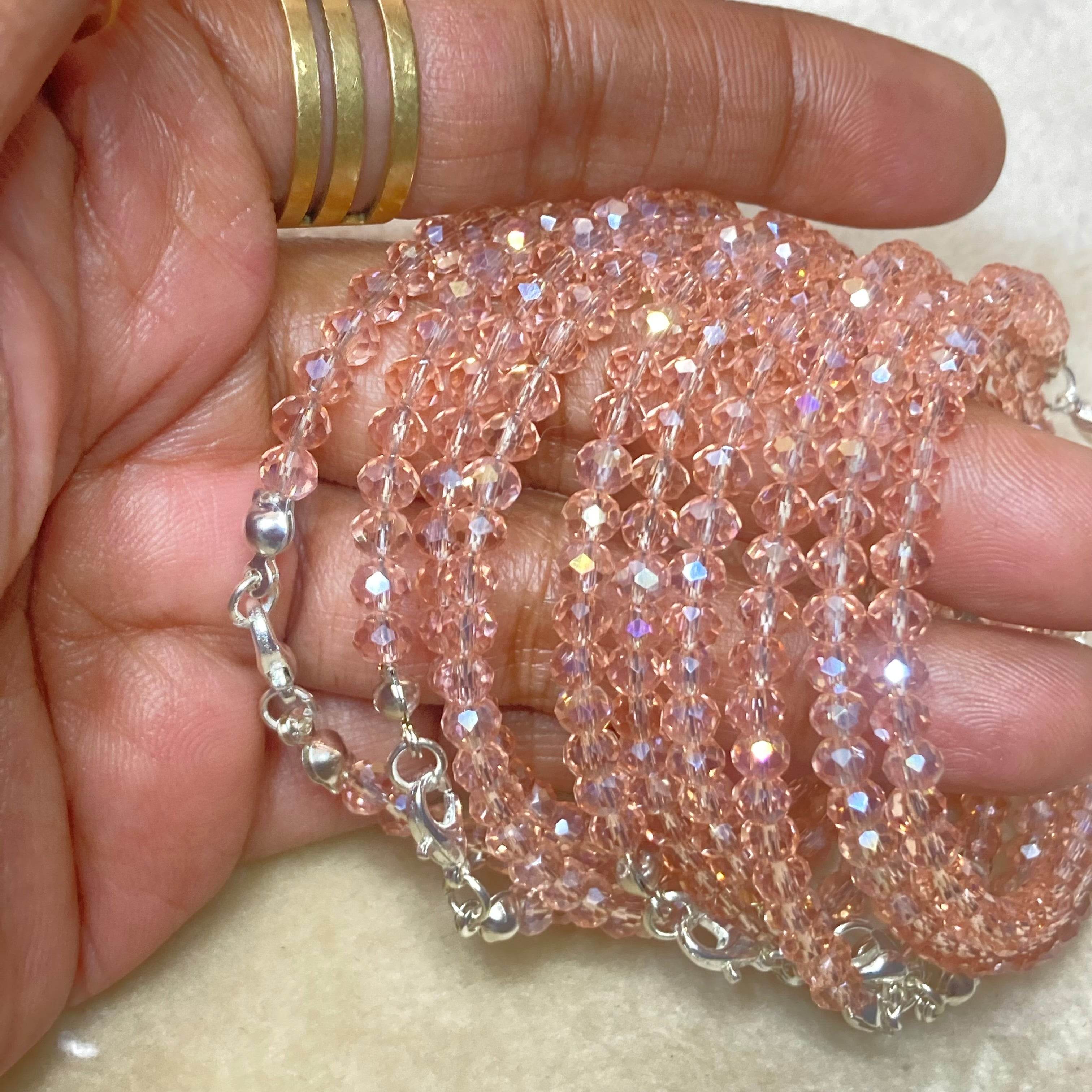 Crystal Bracelet peachy pink Shine (cost for each) - Fatatun