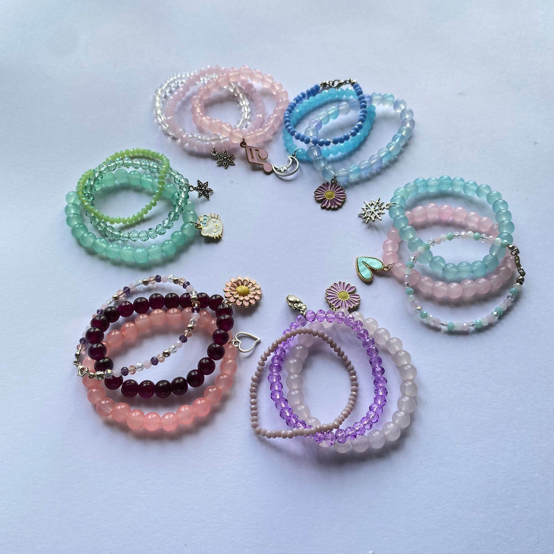 Stack Bracelets | Beaded Bracelet set of 3 with Charms - Fatatun