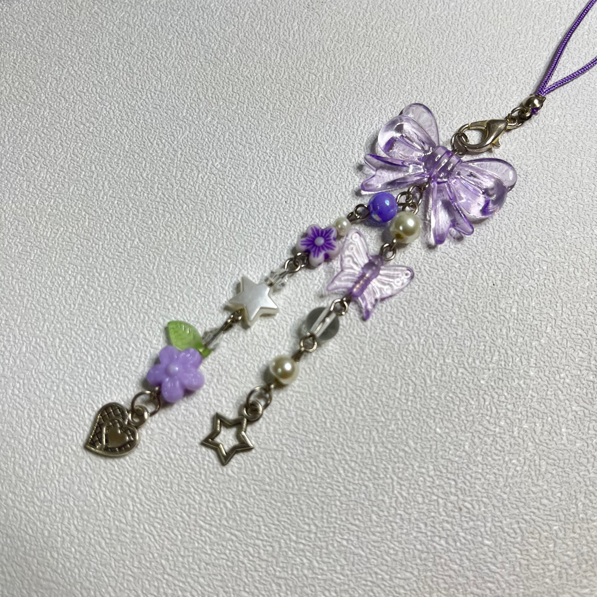 Phone charms purple double layer